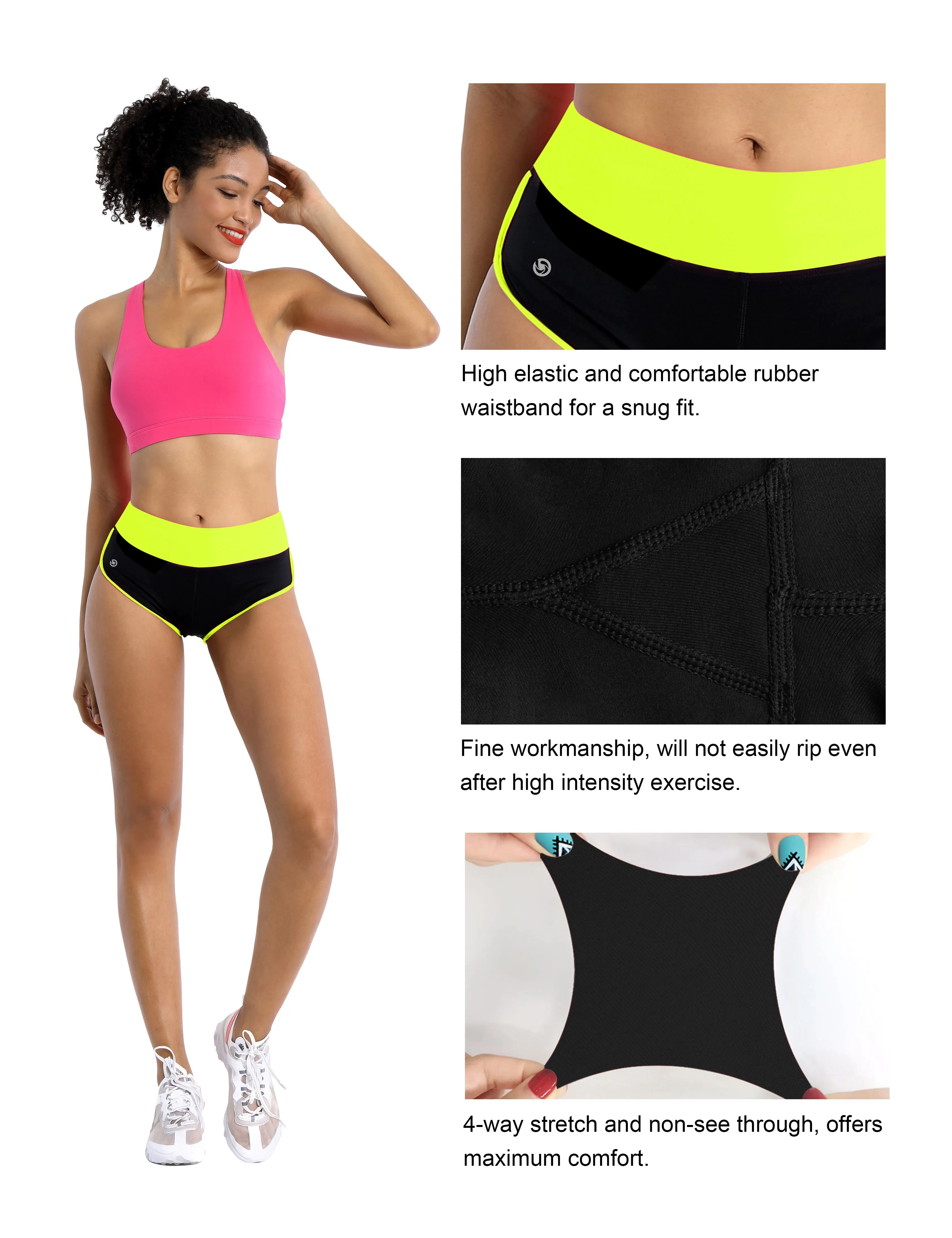 030 Sexy Booty Running Shorts fluorescentyellow_black_Running