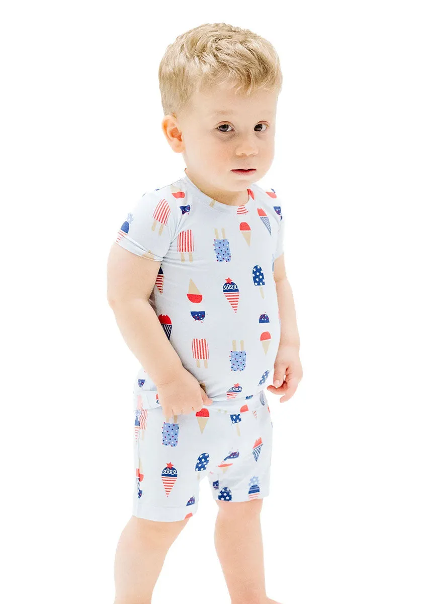 2-Piece Pajama Shorts Set - American Ice Cream Blue
