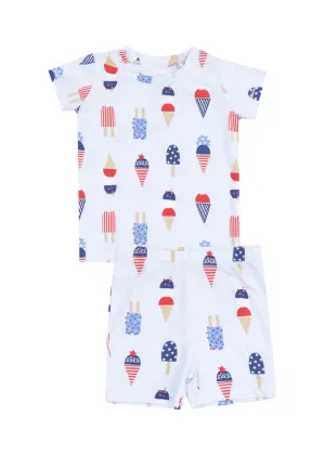 2-Piece Pajama Shorts Set - American Ice Cream Blue