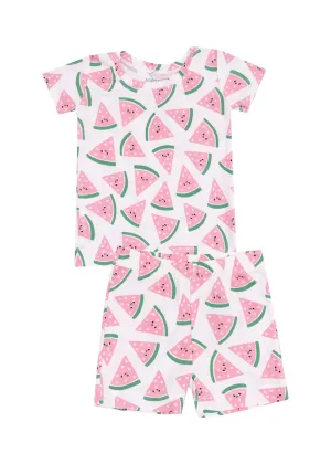 2-Piece Pajama Shorts Set - Watermelon Hearts