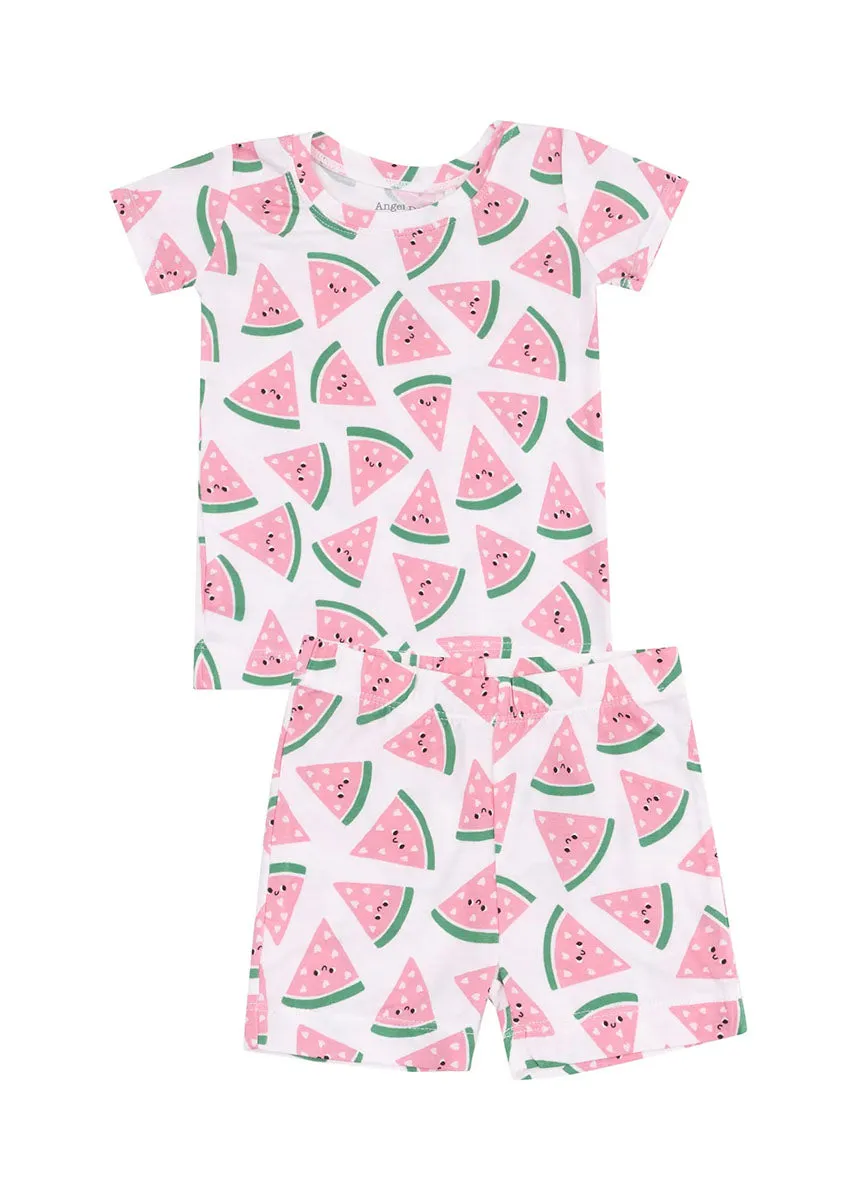 2-Piece Pajama Shorts Set - Watermelon Hearts