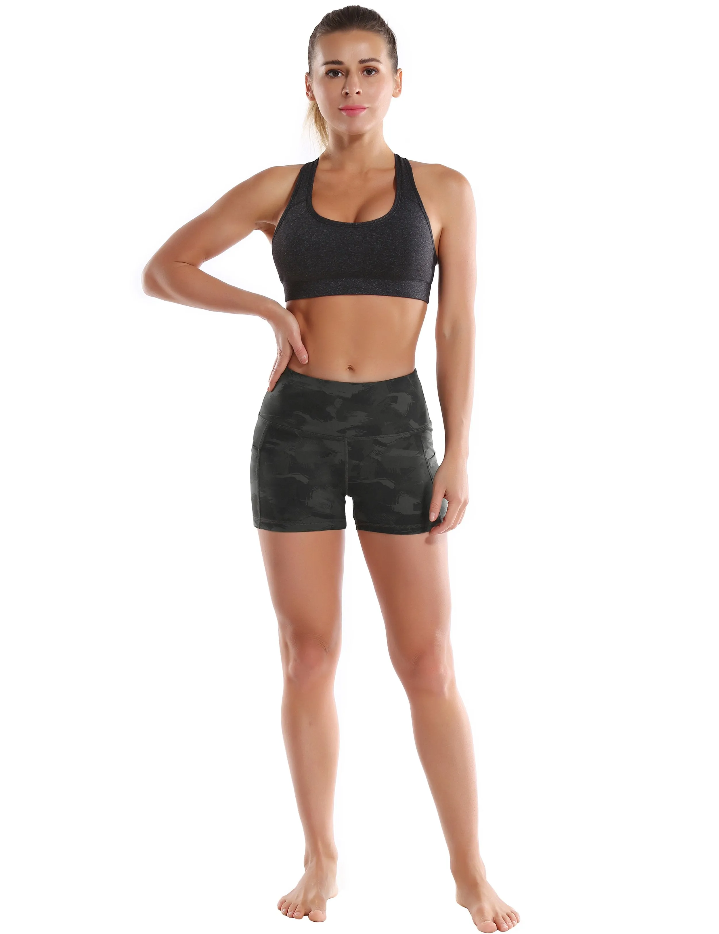 2.5" Printed Side Pockets Running Shorts dimgray brushcamo ins_Running