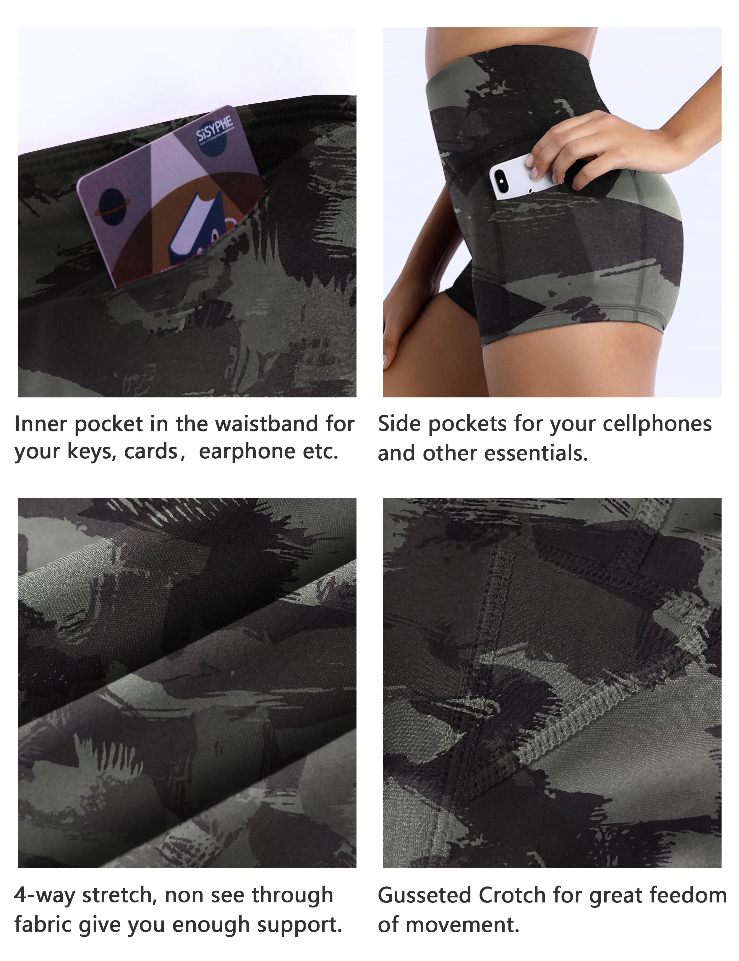2.5" Printed Side Pockets Running Shorts dimgray brushcamo ins_Running