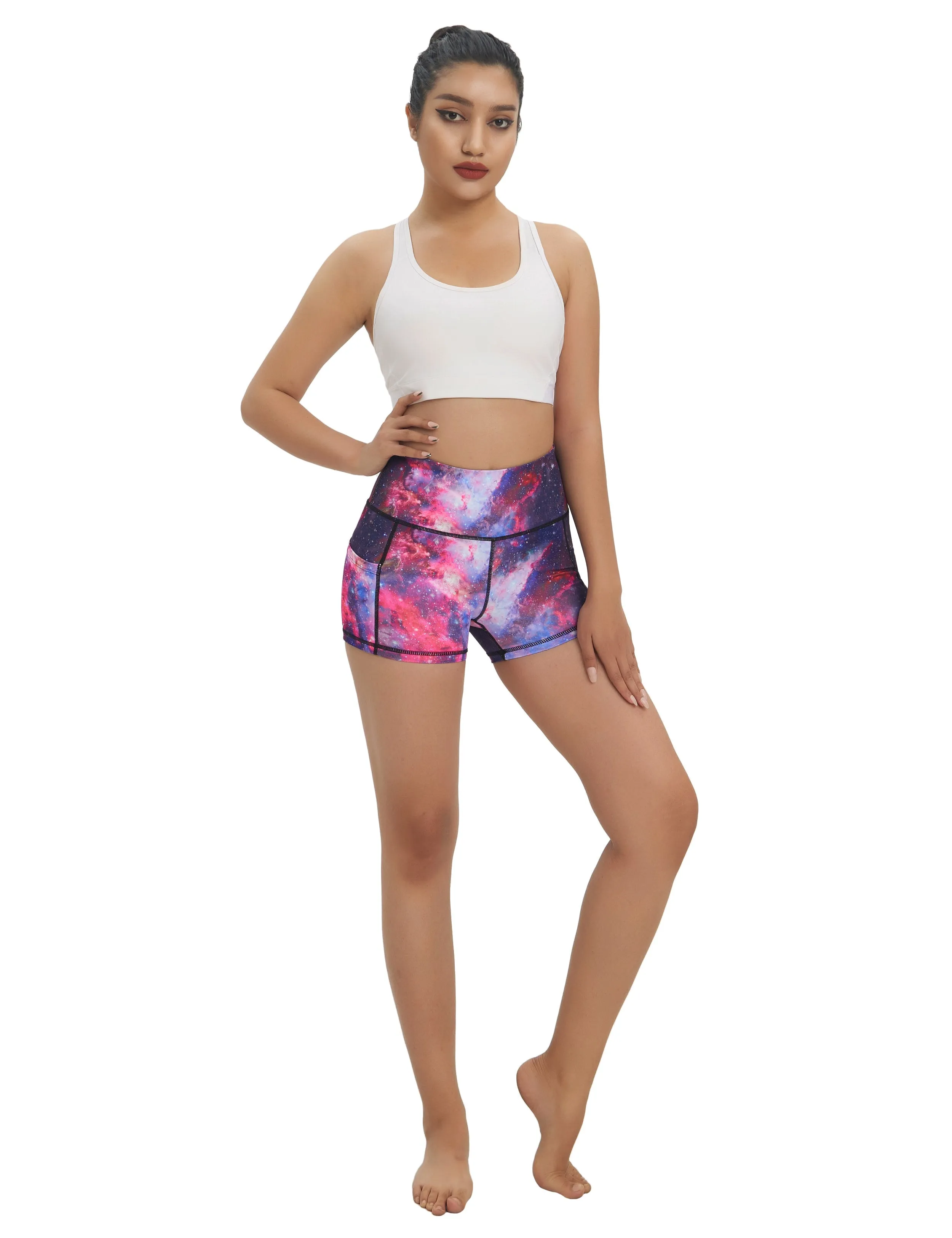 2.5" Printed Side Pockets Running Shorts galaxy_Running