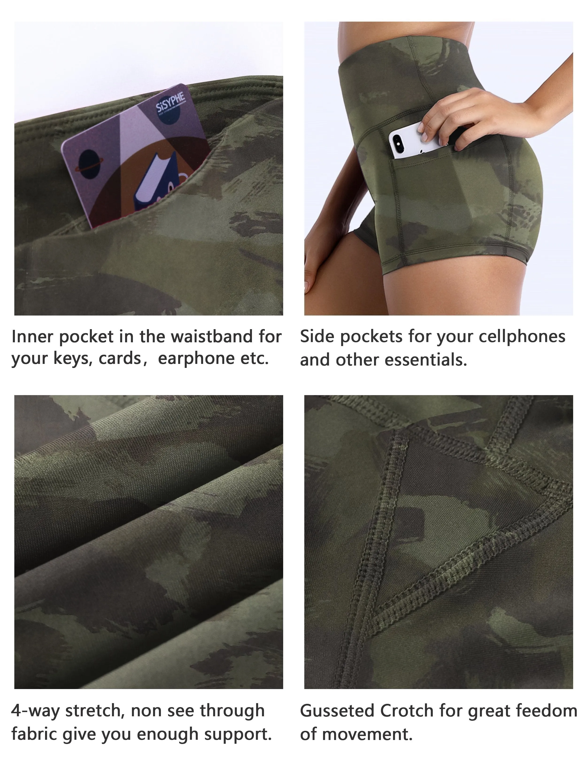 2.5" Printed Side Pockets Running Shorts green brushcamo ins_Running
