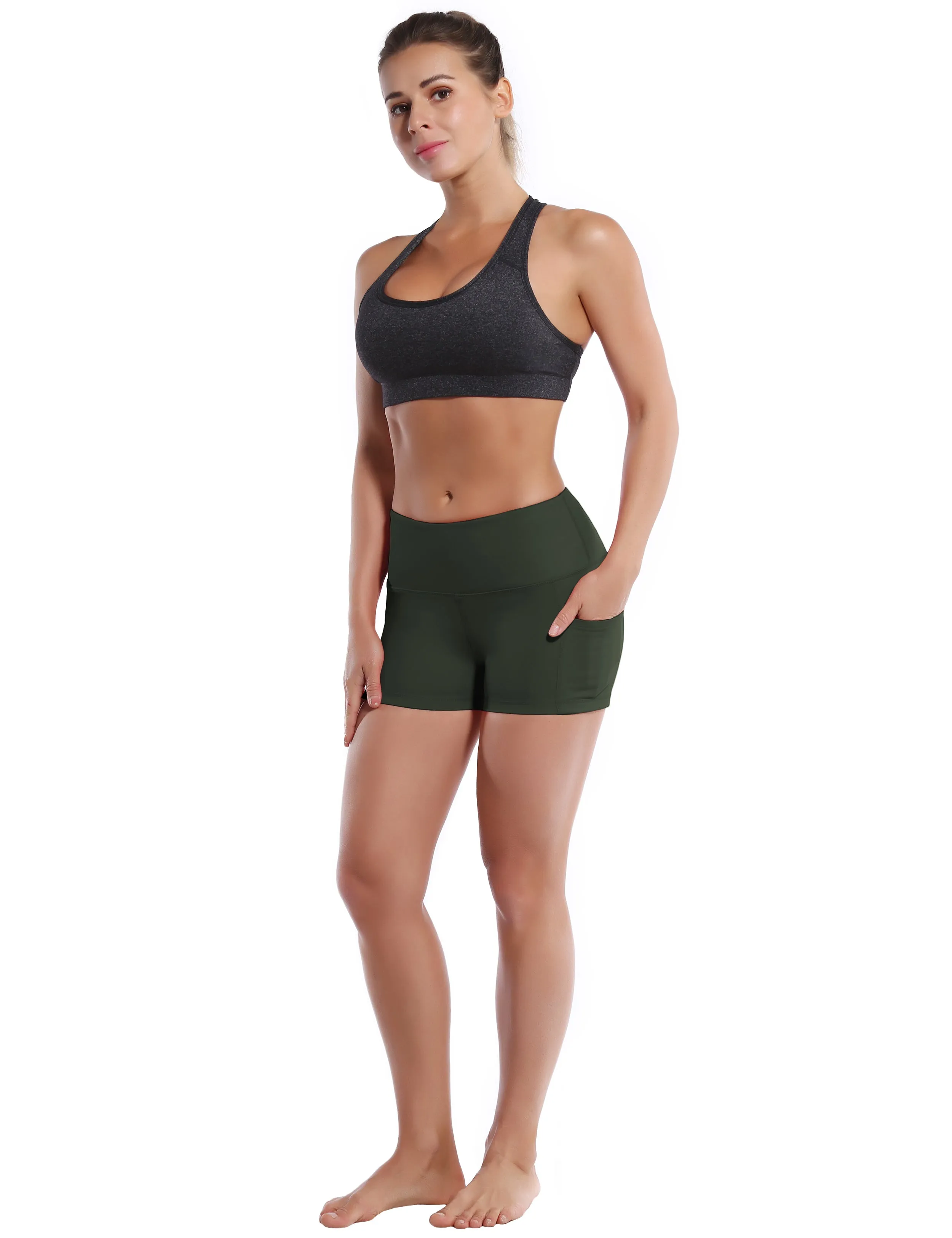 2.5" Side Pockets Running Shorts olivegray_Running
