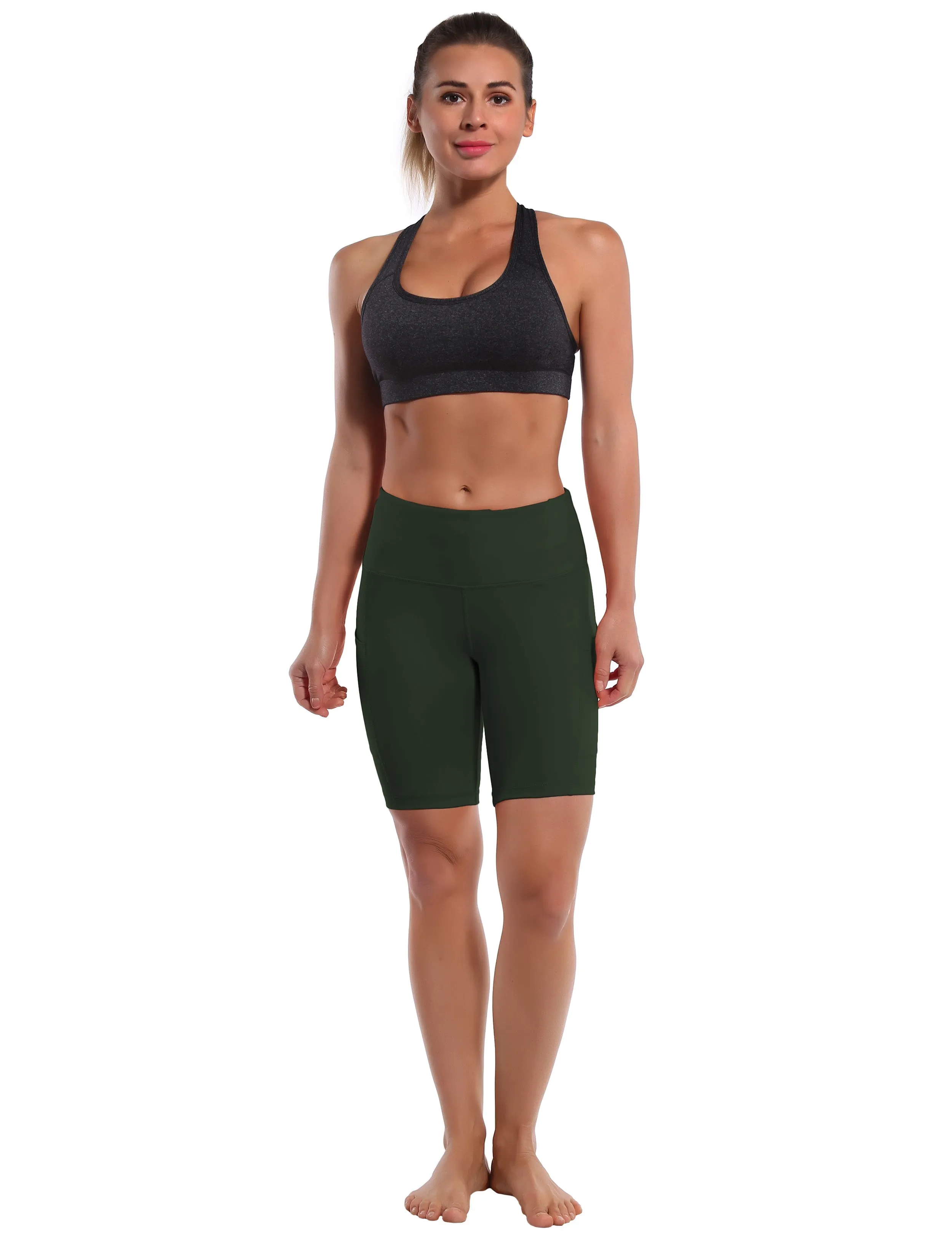 8" Side Pockets Running Shorts olivegray_Running