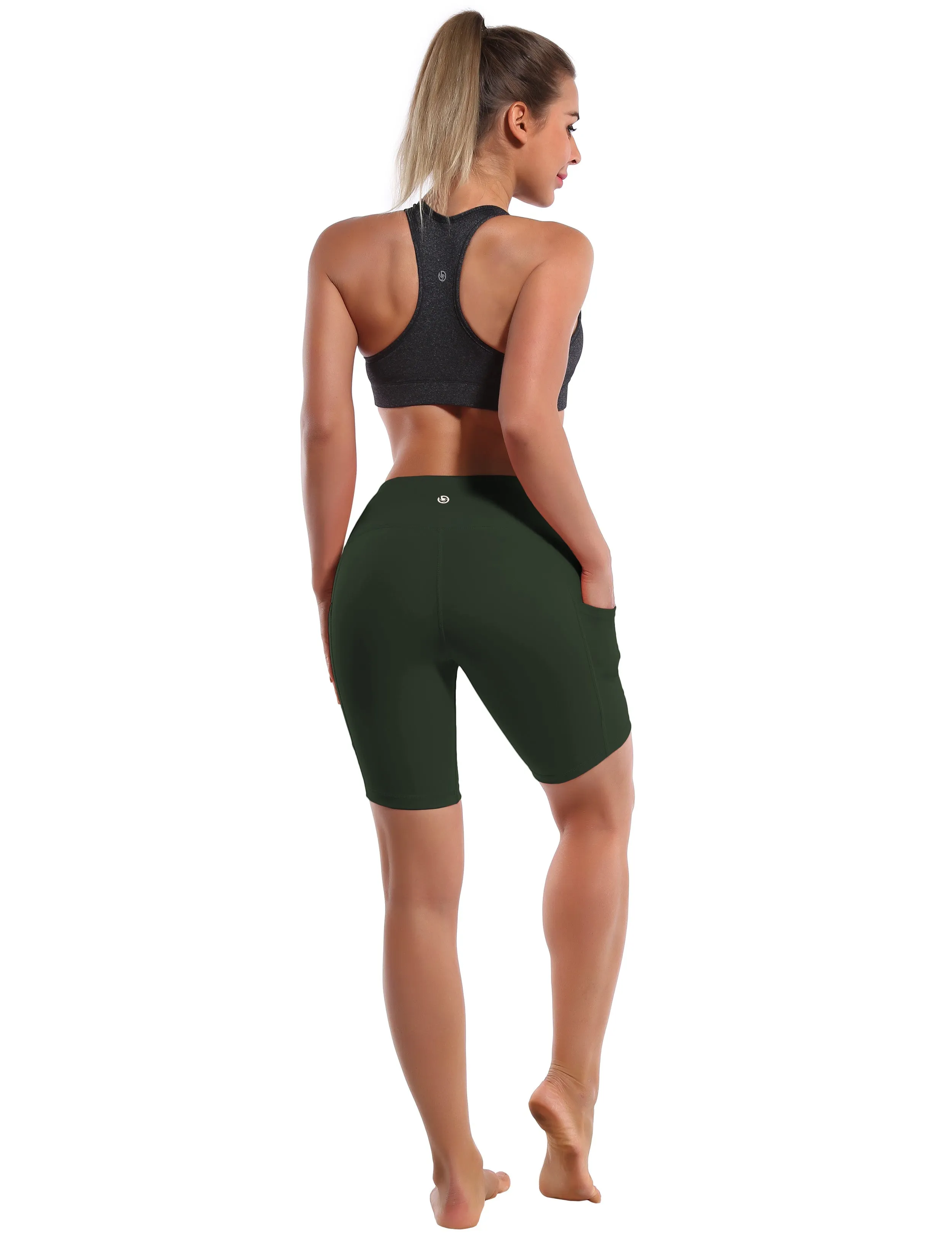8" Side Pockets Running Shorts olivegray_Running