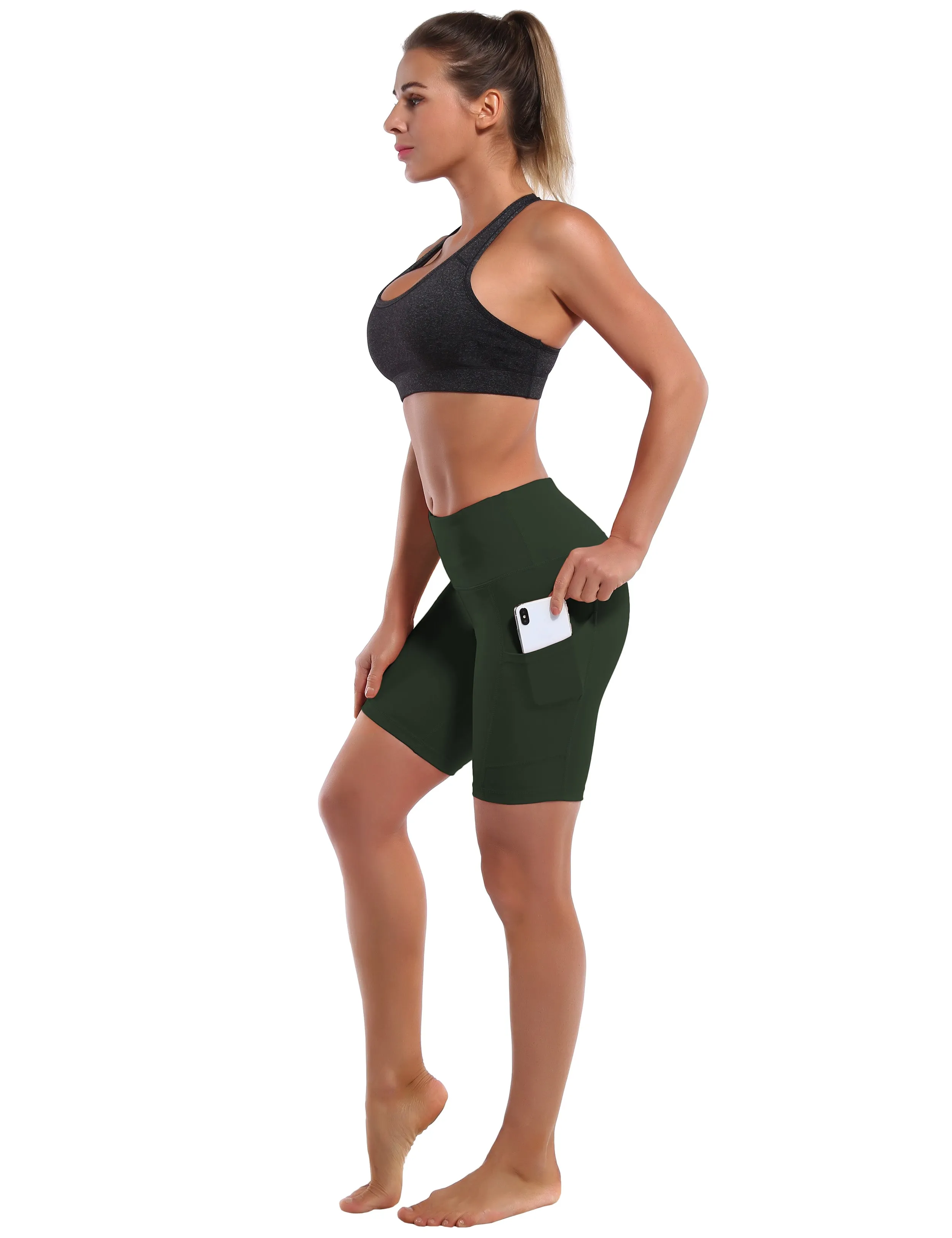 8" Side Pockets Running Shorts olivegray_Running