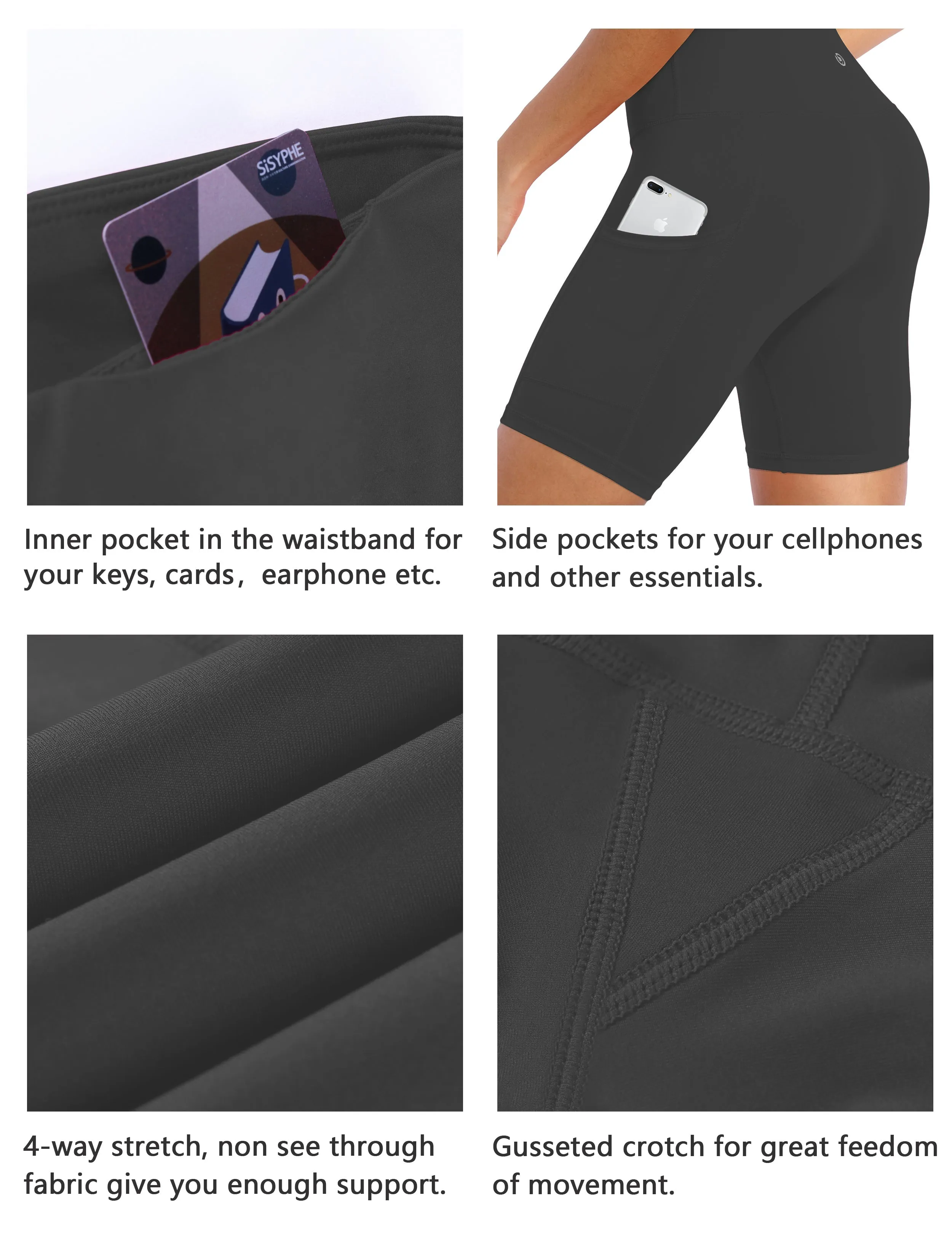8" Side Pockets Running Shorts shadowcharcoal_Running