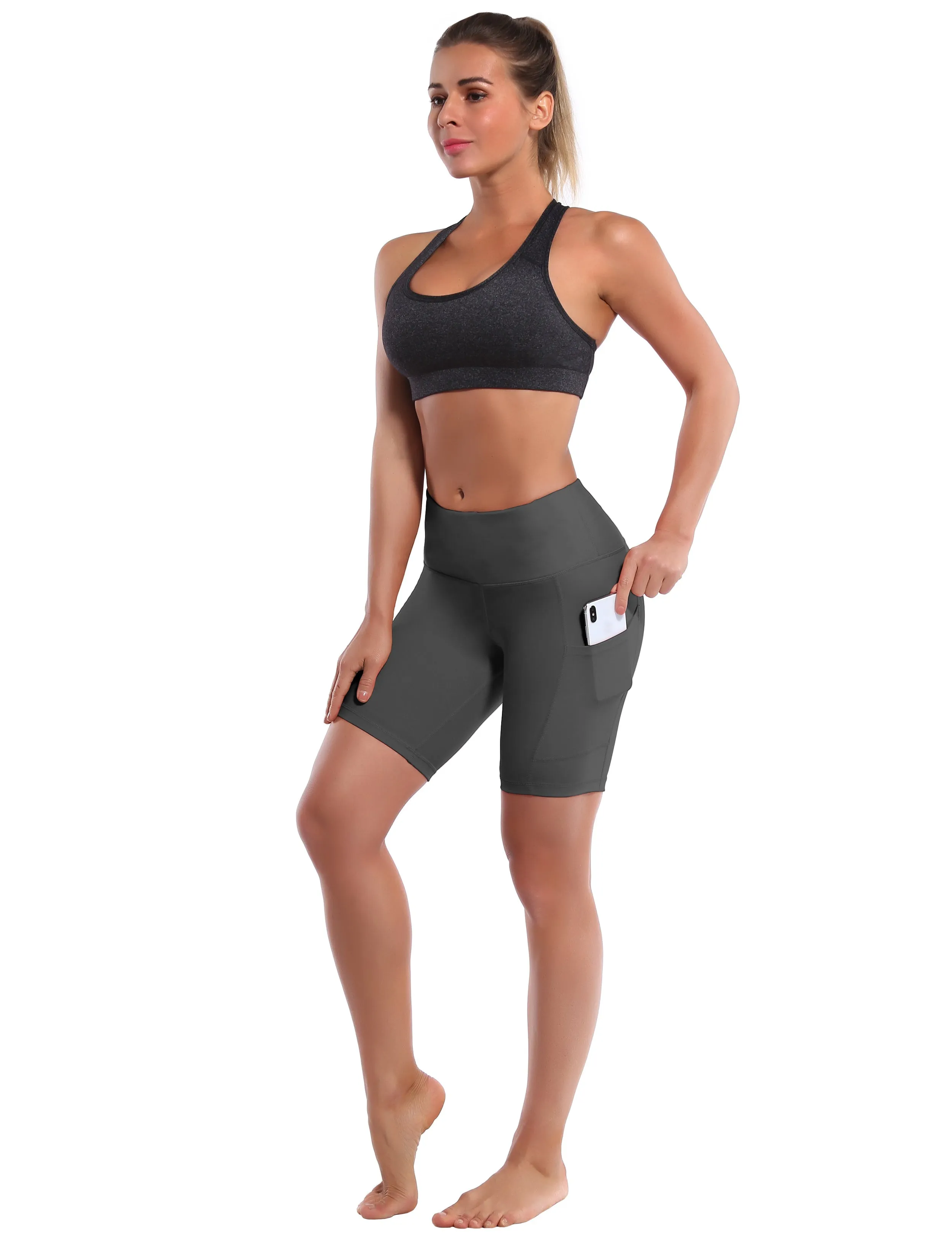 8" Side Pockets Running Shorts shadowcharcoal_Running