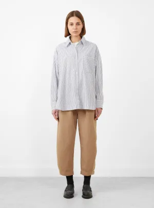 Aldea Oversized Button Down Cream and Black Stripe