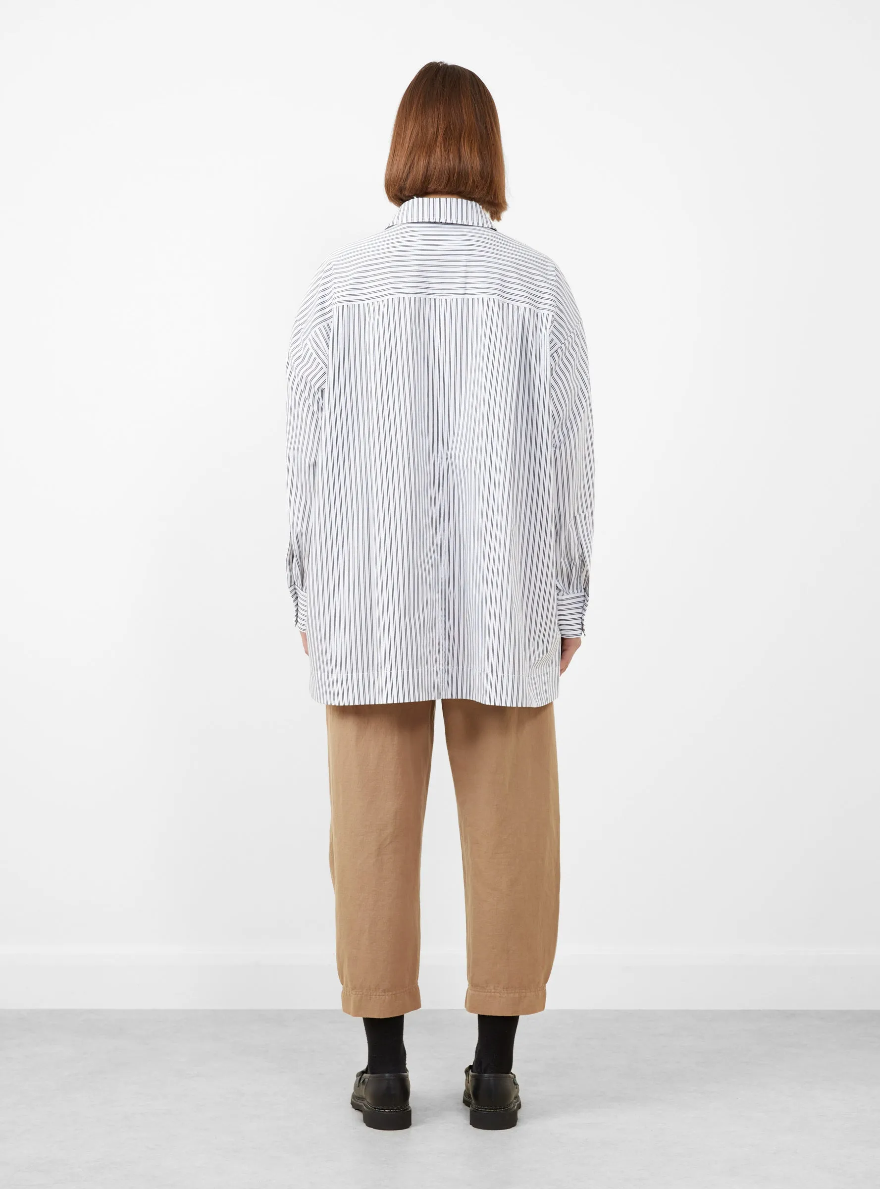 Aldea Oversized Button Down Cream and Black Stripe