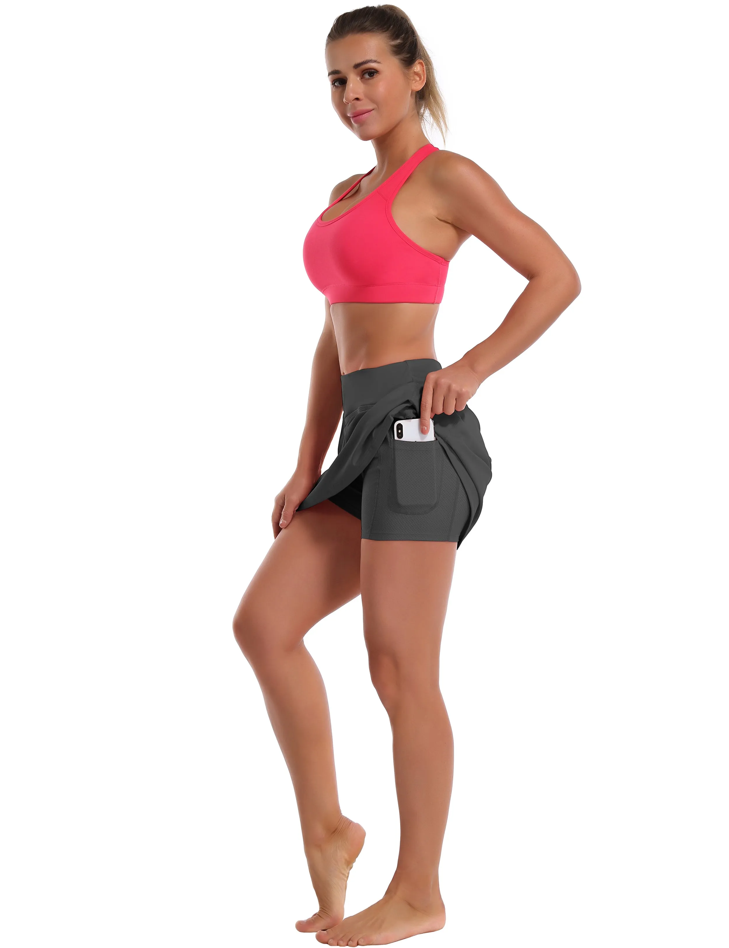 Athletic Tennis Golf Skort with Pockets Shorts shadowcharcoal_Pilates