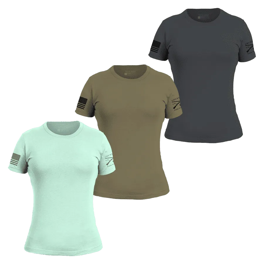 Basic T-Shirt Women's Slim Fit Spring Collection 3-Pack