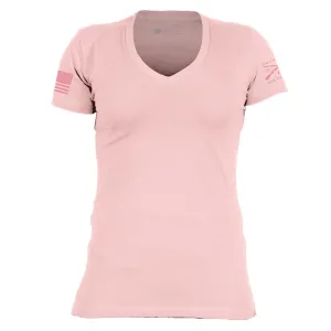 Basic T-Shirt Women's V-Neck - Light Pink