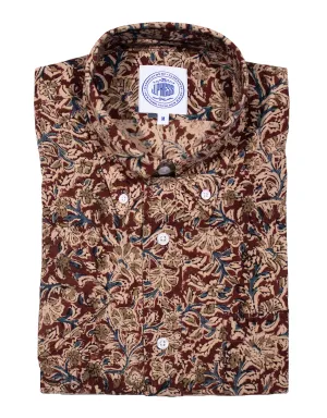 BATIK SHORT SLEEVE SHIRT - BURGUNDY/TAN