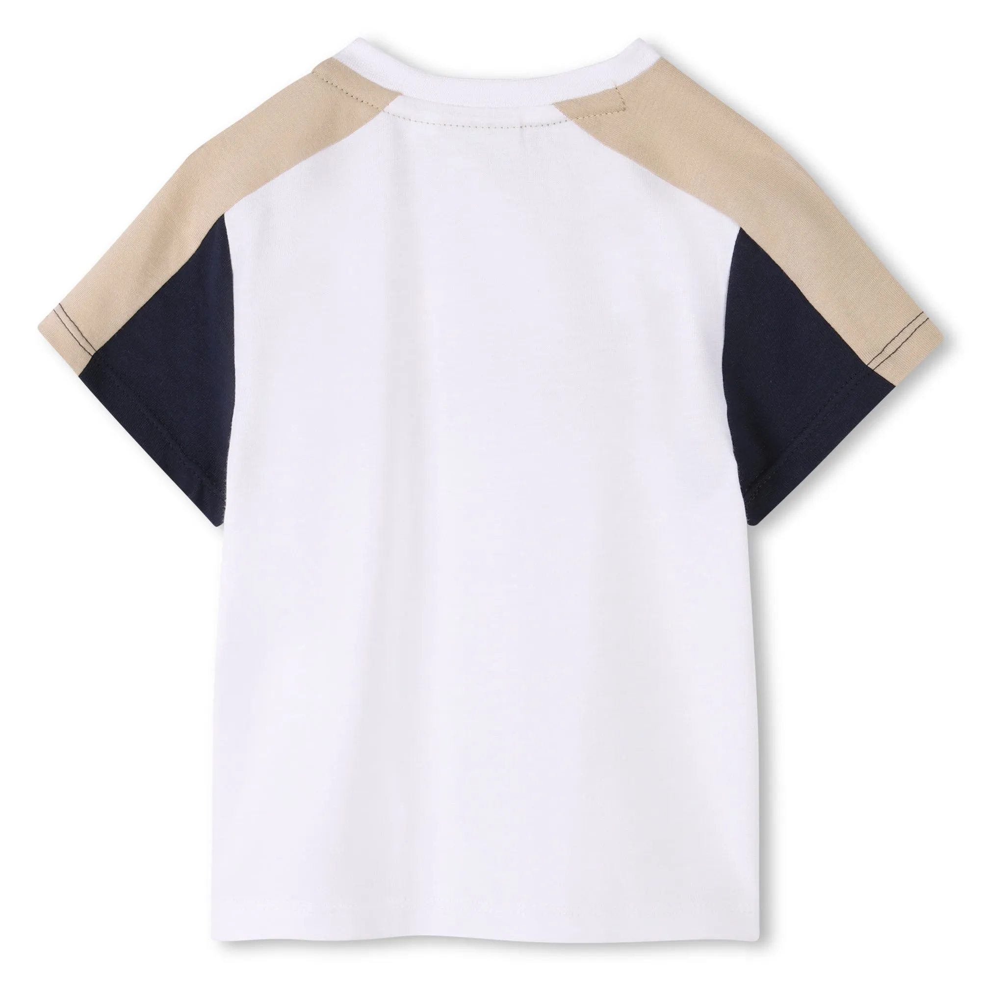 Beige Colorblock Textile Shorts Set