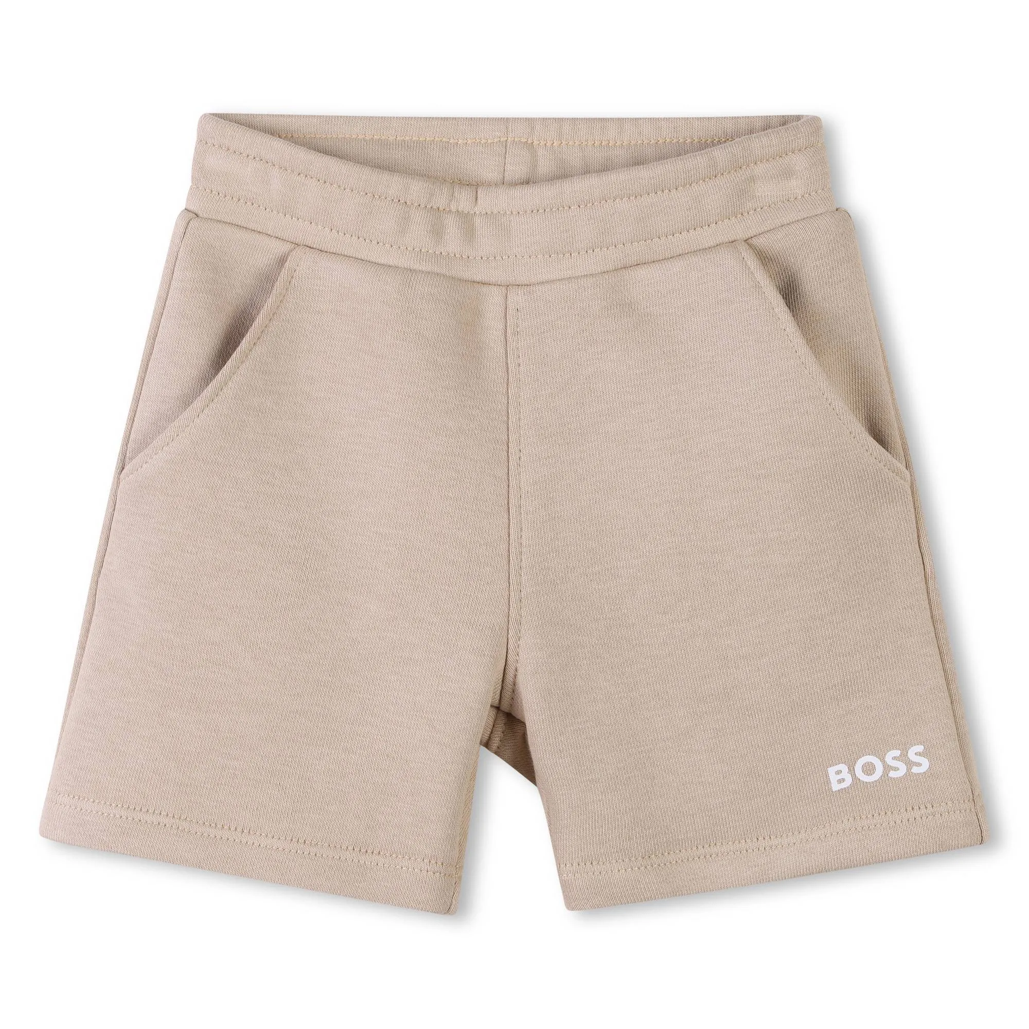 Beige Colorblock Textile Shorts Set