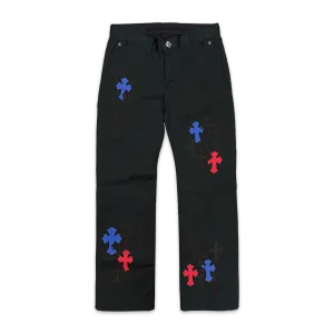 Black Chino Pants Blue Red Black Crosses