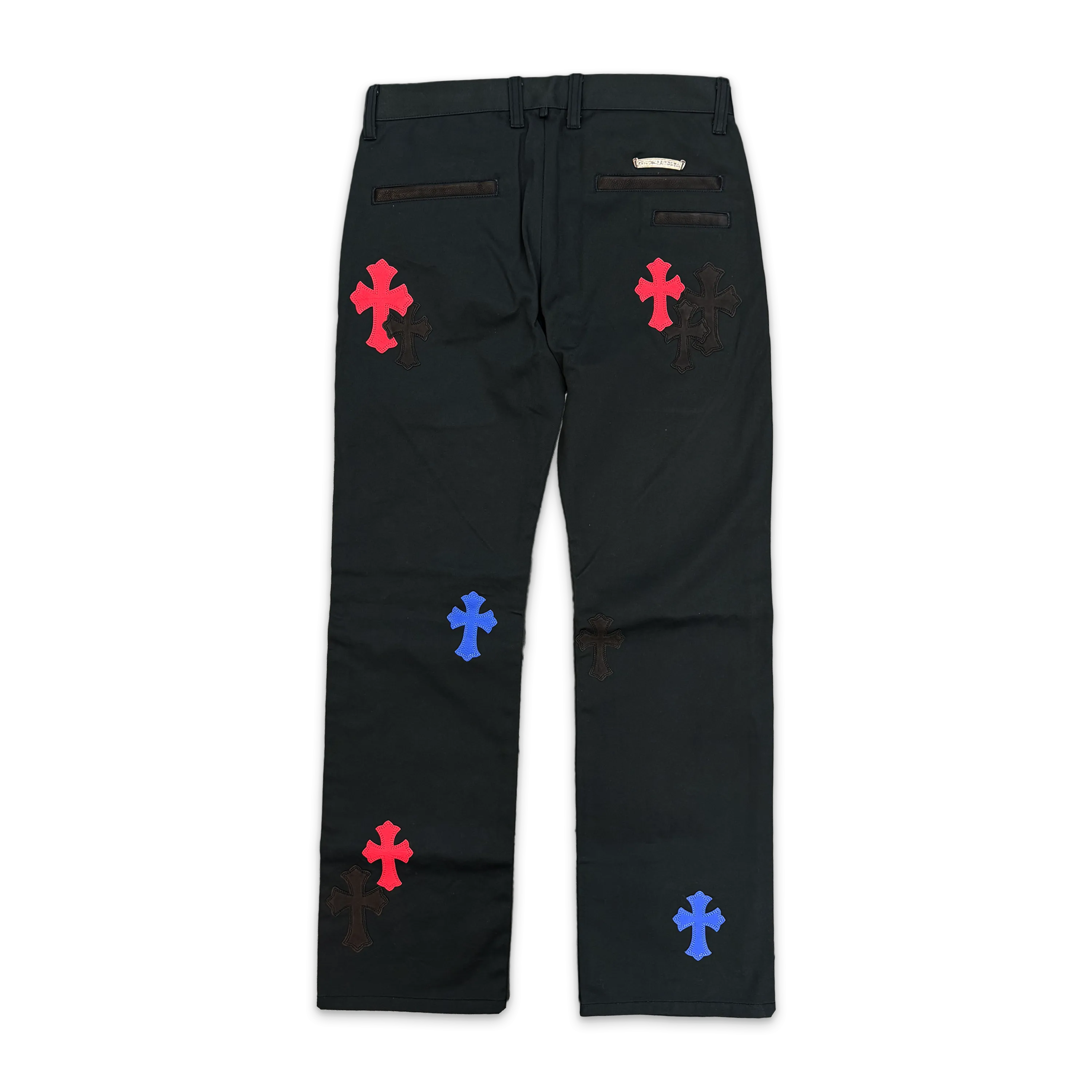 Black Chino Pants Blue Red Black Crosses