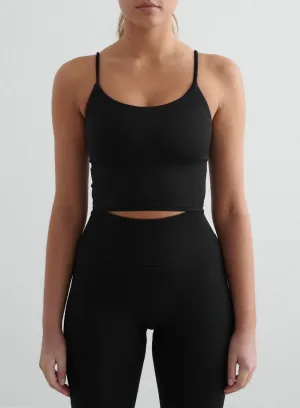 Black Shape Seamless Strap Singlet