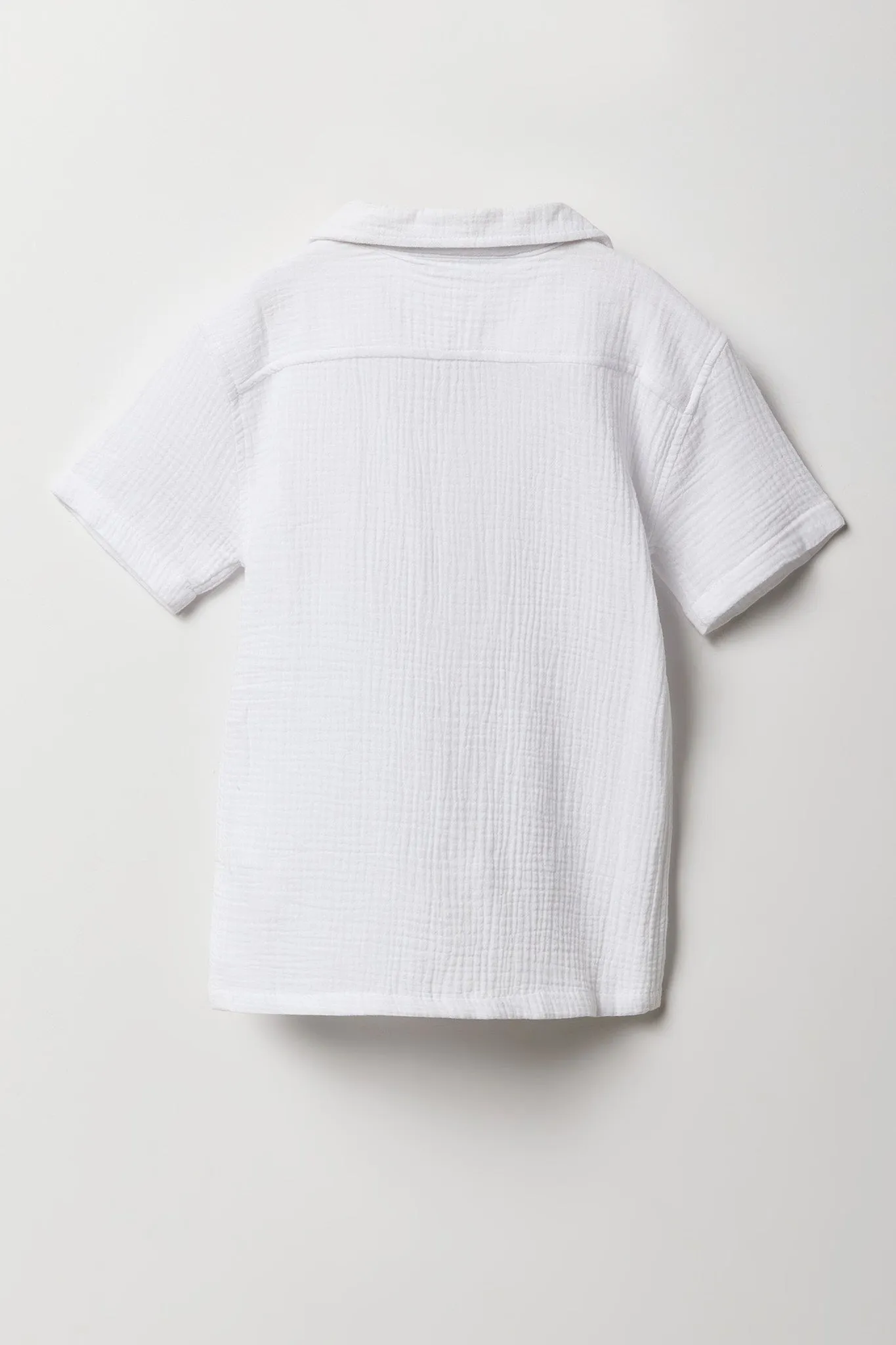 Boys Gauze Boxy Collared Top