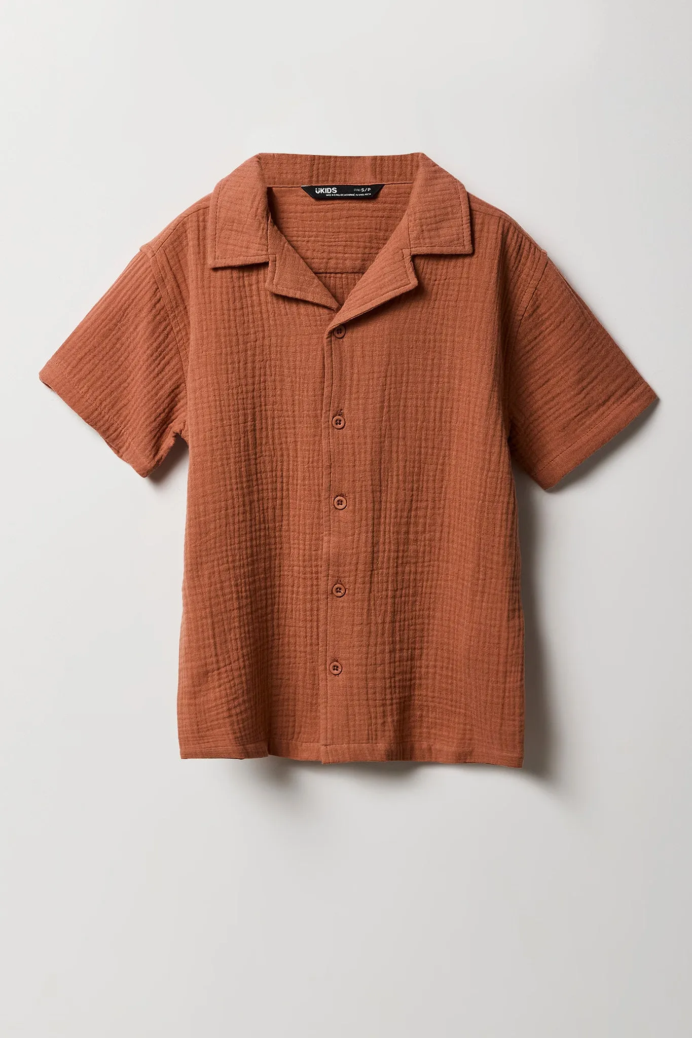 Boys Gauze Boxy Collared Top