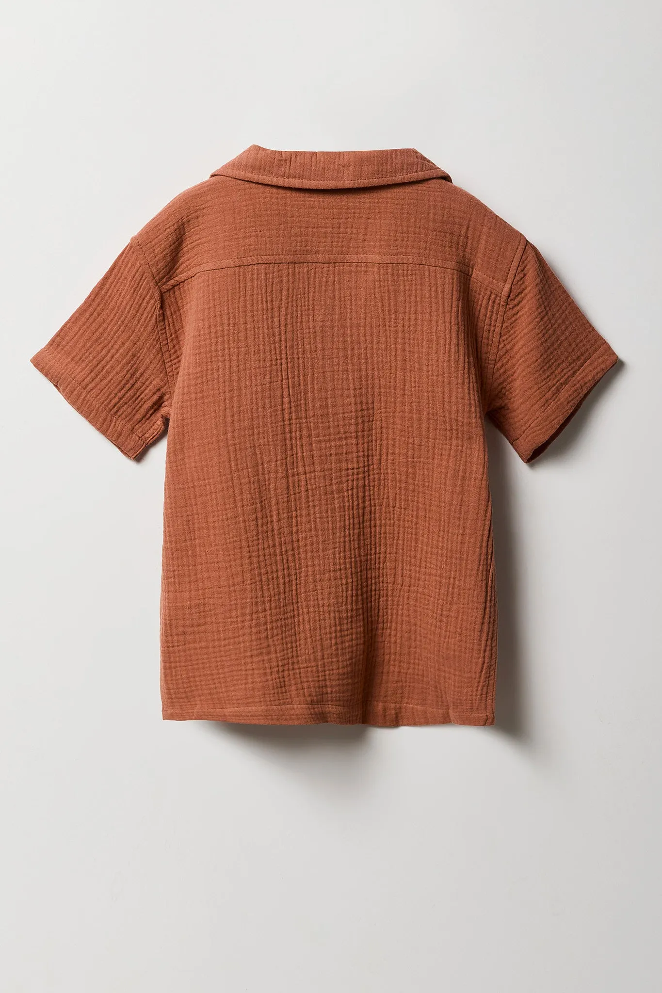 Boys Gauze Boxy Collared Top