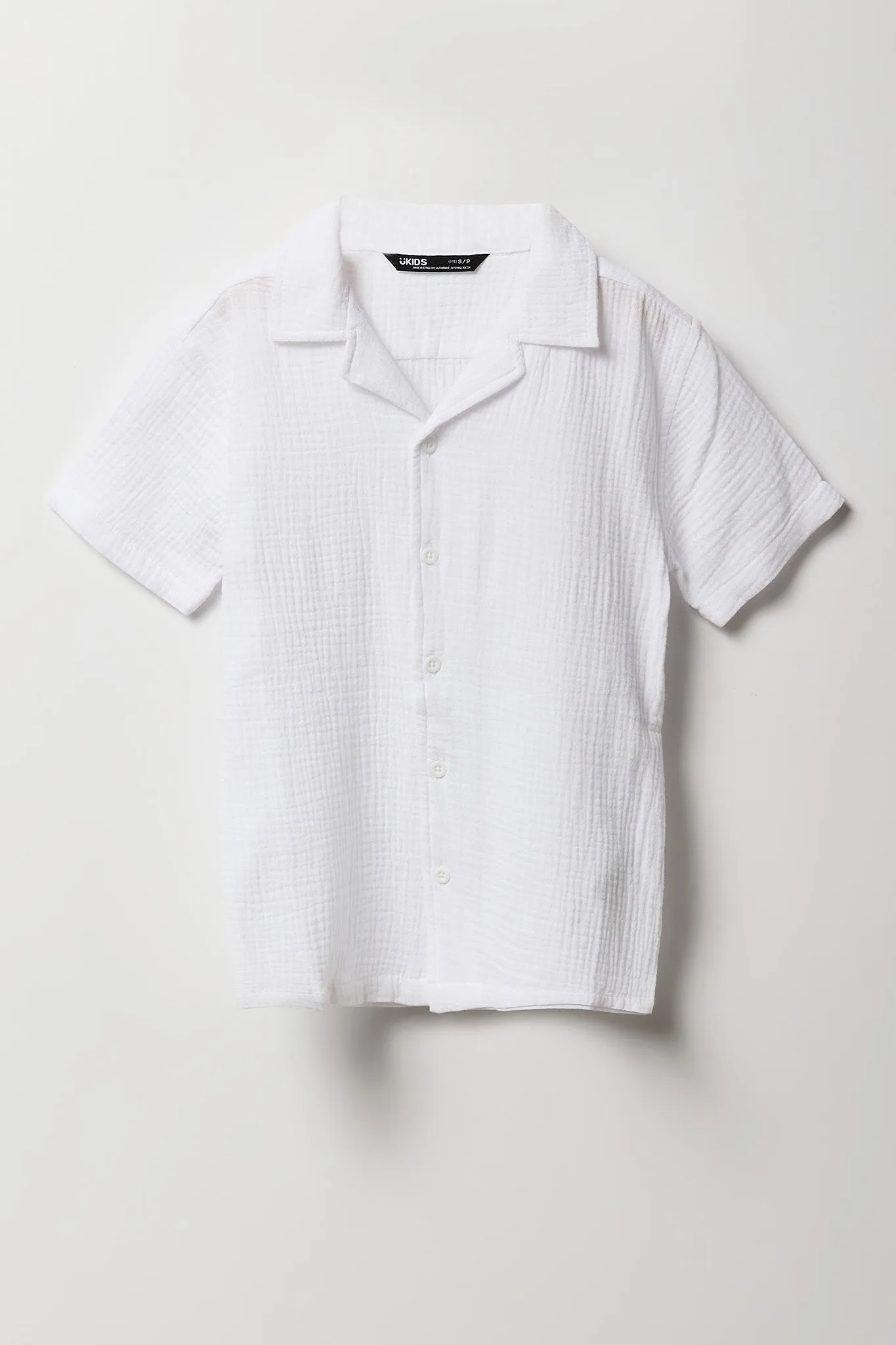 Boys Gauze Boxy Collared Top