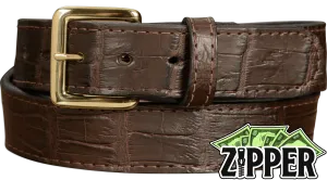 Brown American Alligator Money Belt With 25" Zipper 1.50" Wide