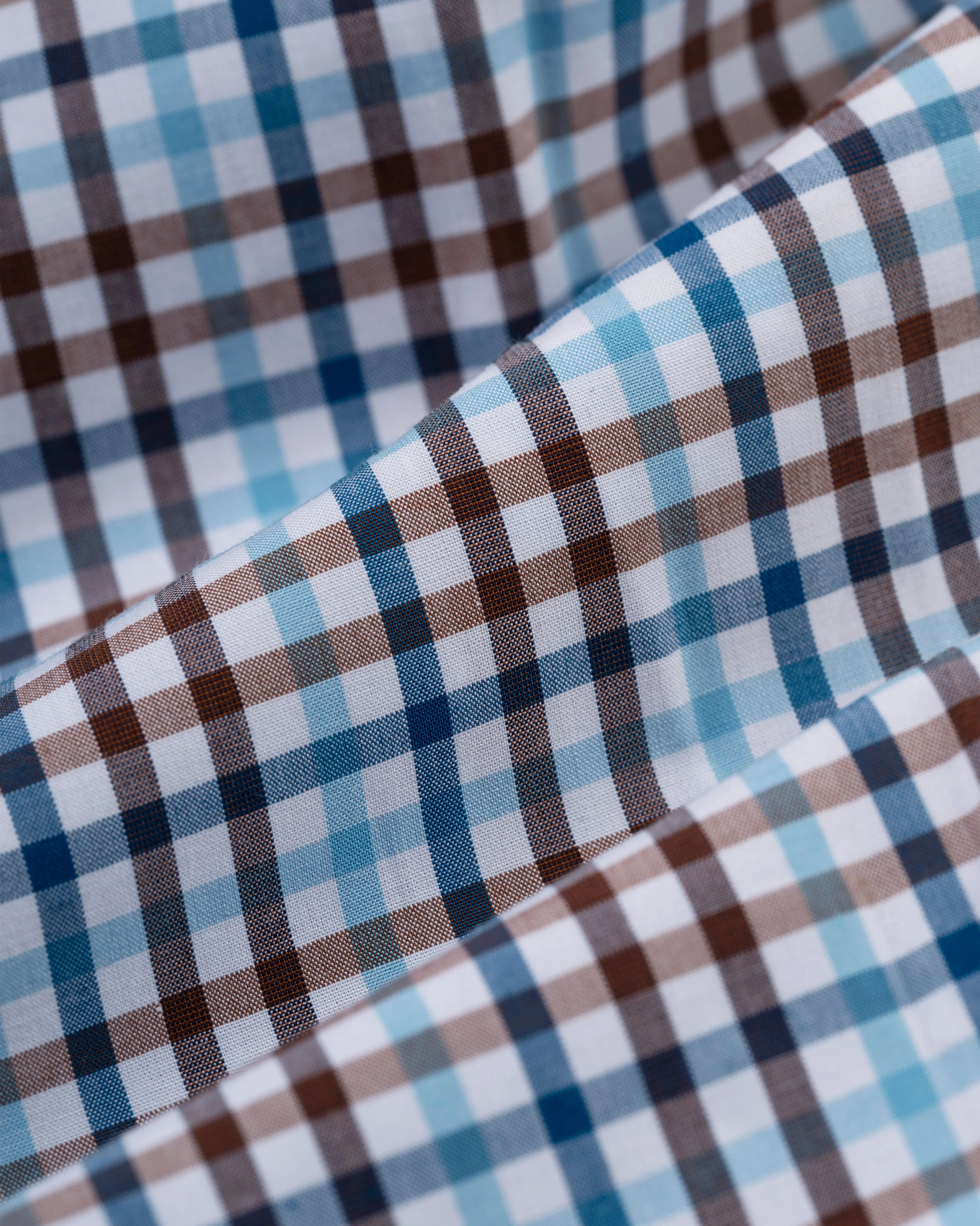 BROWN/BLUE GINGHAM COTTON SHIRT