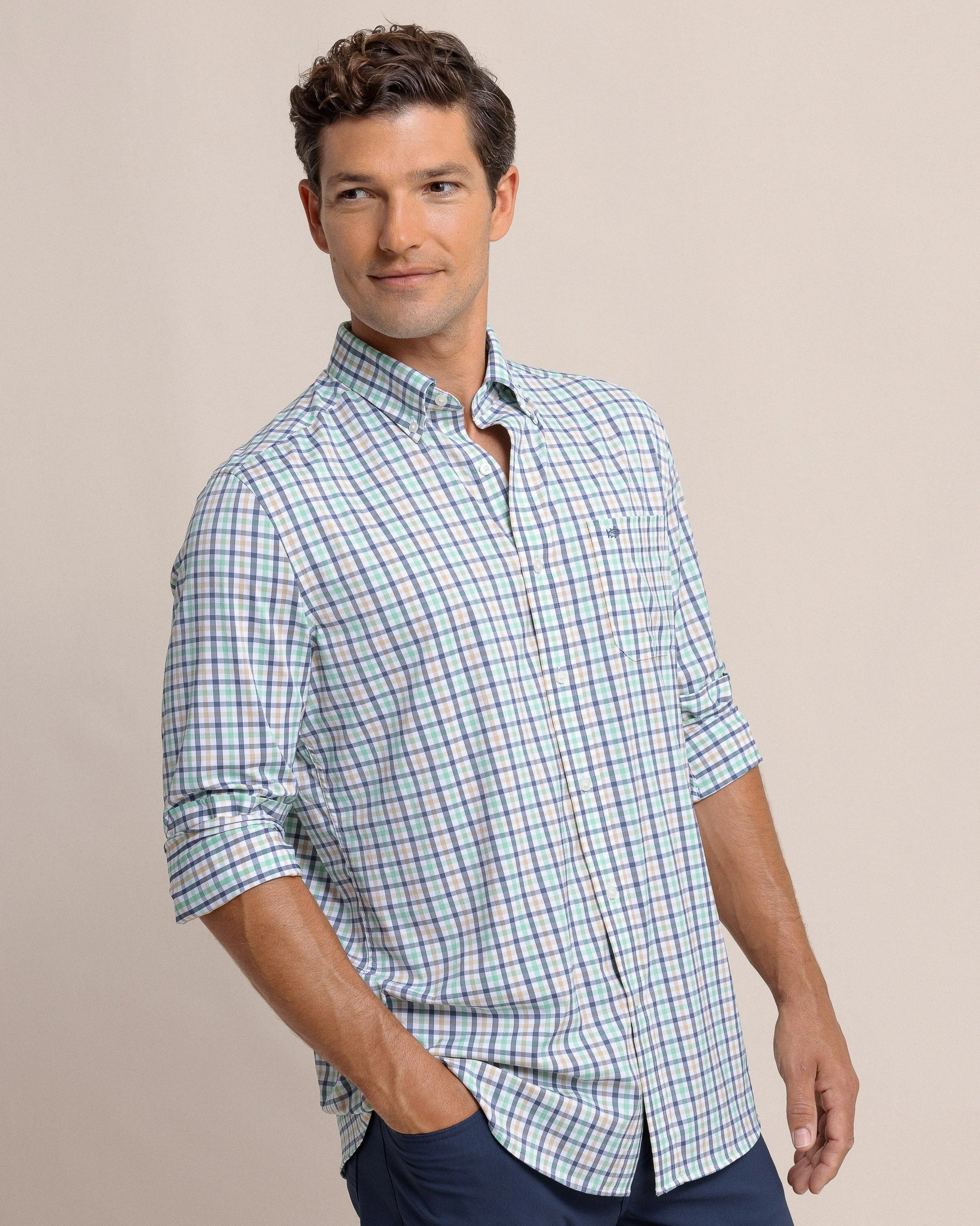 brrr°® Intercoastal Glenmoor Plaid Long Sleeve Sport Shirt