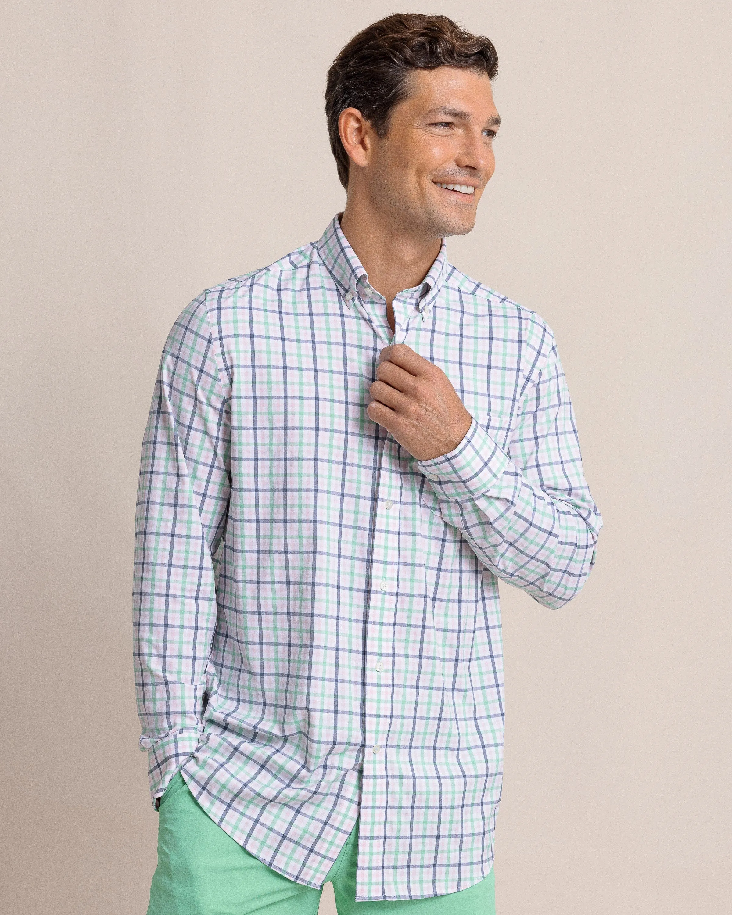 brrr°® Intercoastal Glenmoor Plaid Long Sleeve Sport Shirt