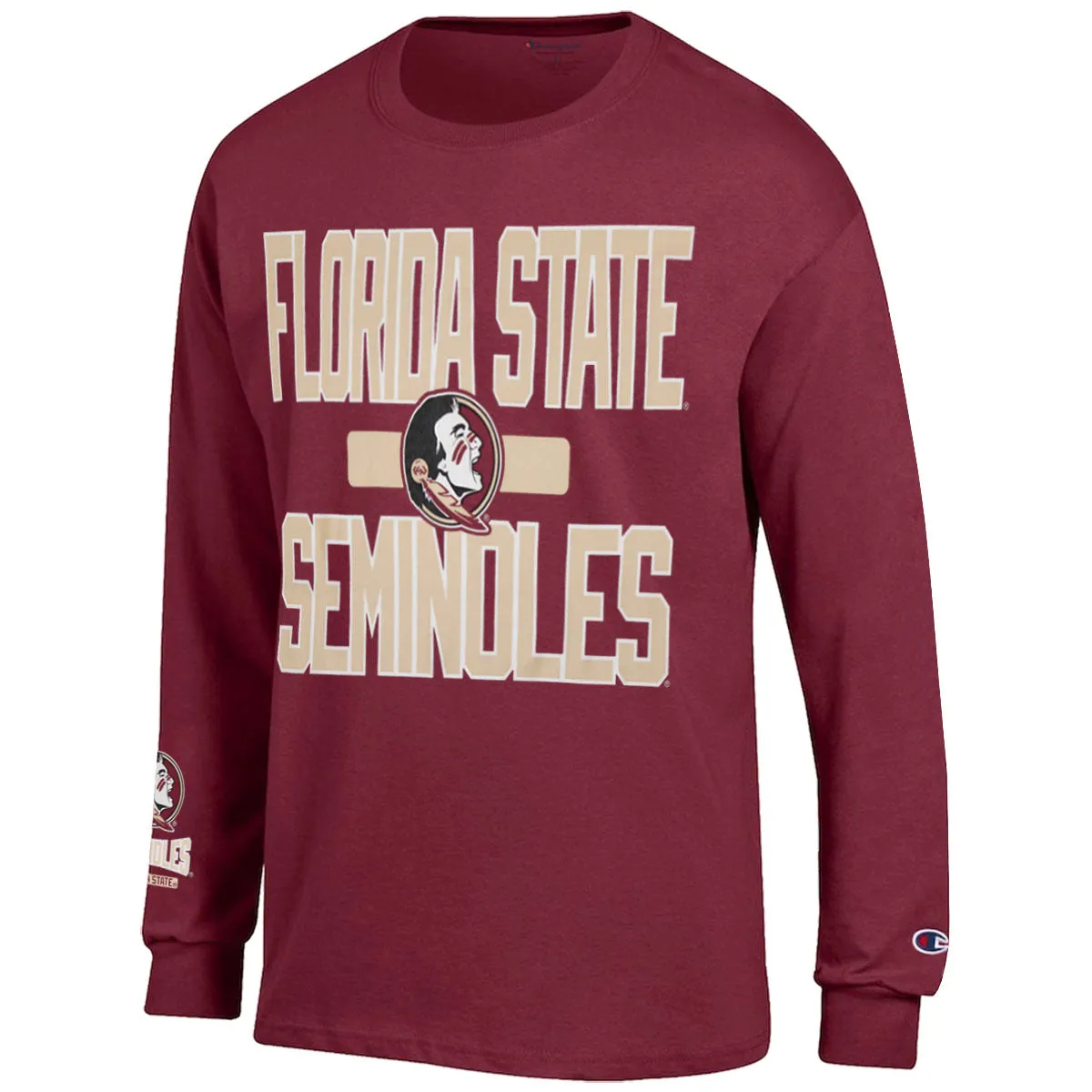 Champion Men's Florida State Seminoles/Seminole Logo Design Long Sleeve T-shirt - Garnet