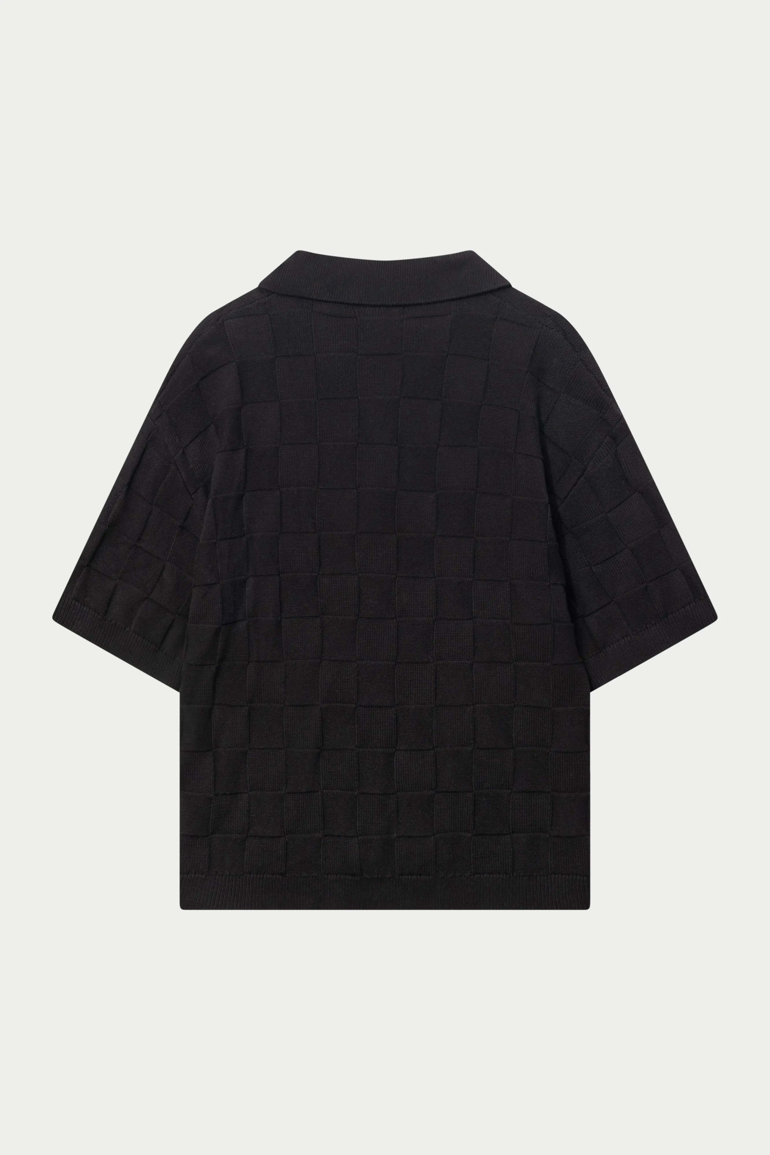 CHECKERBOARD KNITTED SHIRT - BLACK