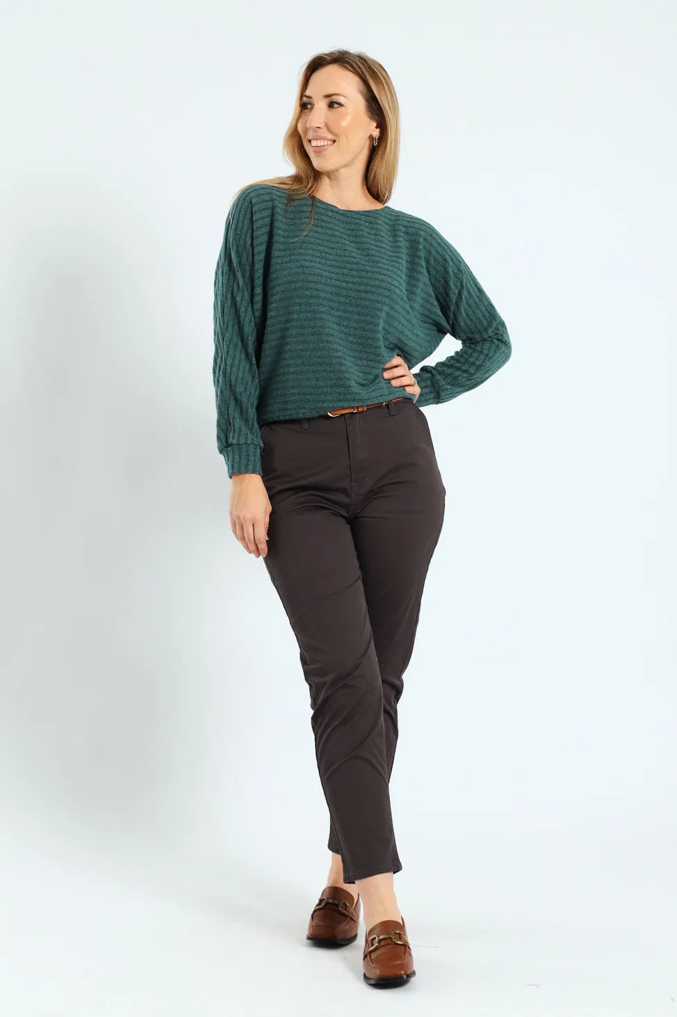 Chino Belted Sateen Pants - Dark Grey