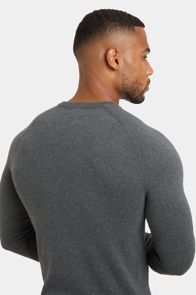 Cotton Crew Neck in Dark Grey Marl