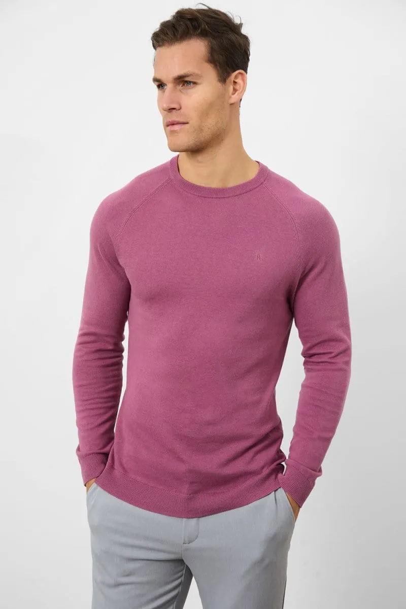 Cotton Crew Neck in Mulberry