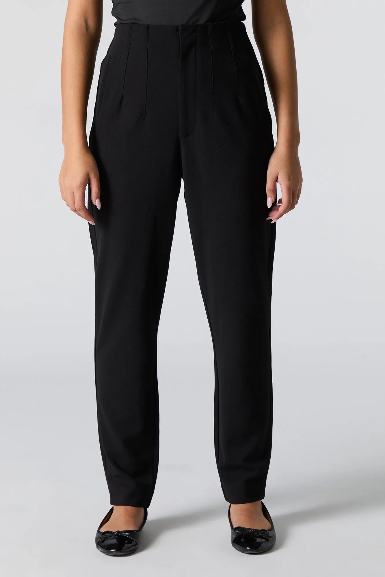 Crepe Pleated Slim Dress Pant