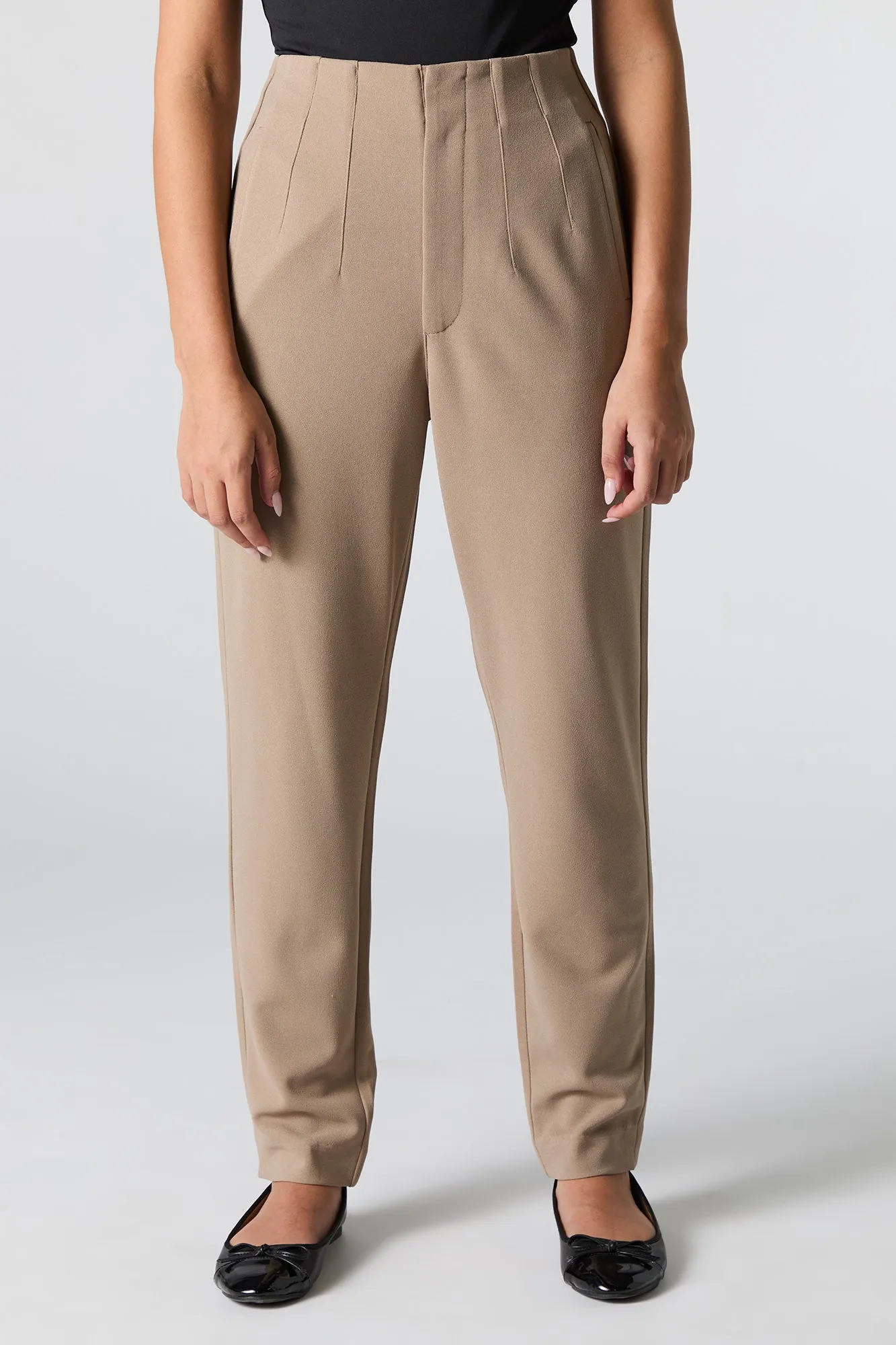 Crepe Pleated Slim Dress Pant