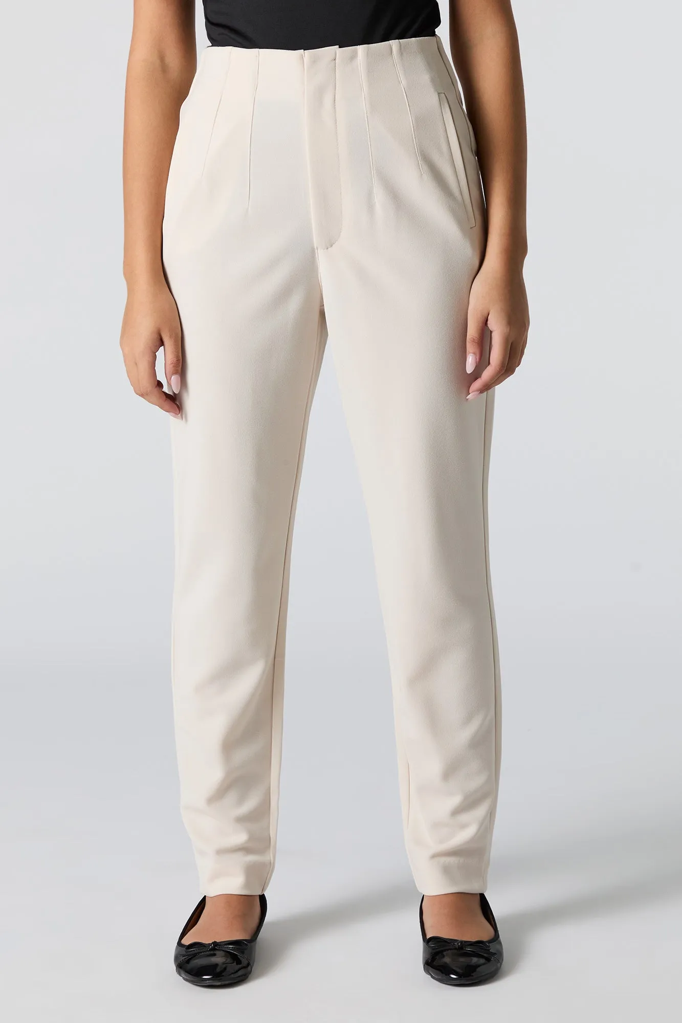 Crepe Pleated Slim Dress Pant