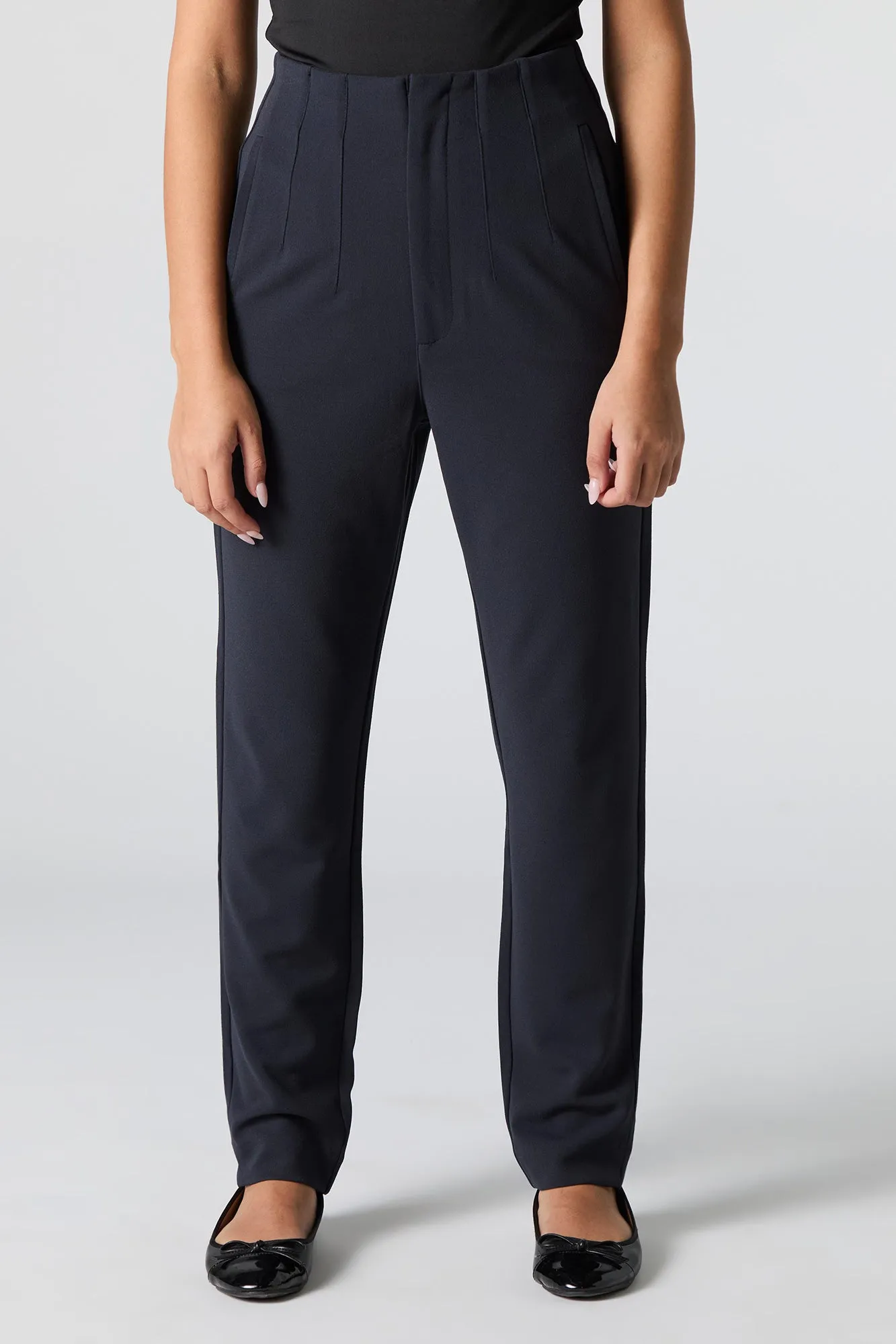 Crepe Pleated Slim Dress Pant