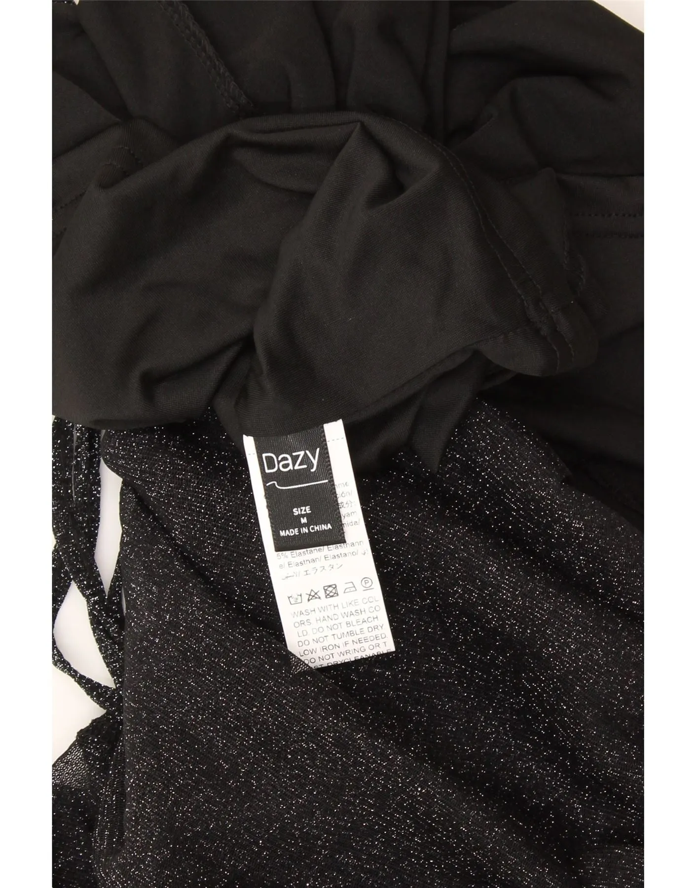 DAZY Womens Long Sleeve Bodycon Dress UK 12 Medium Black Polyamide