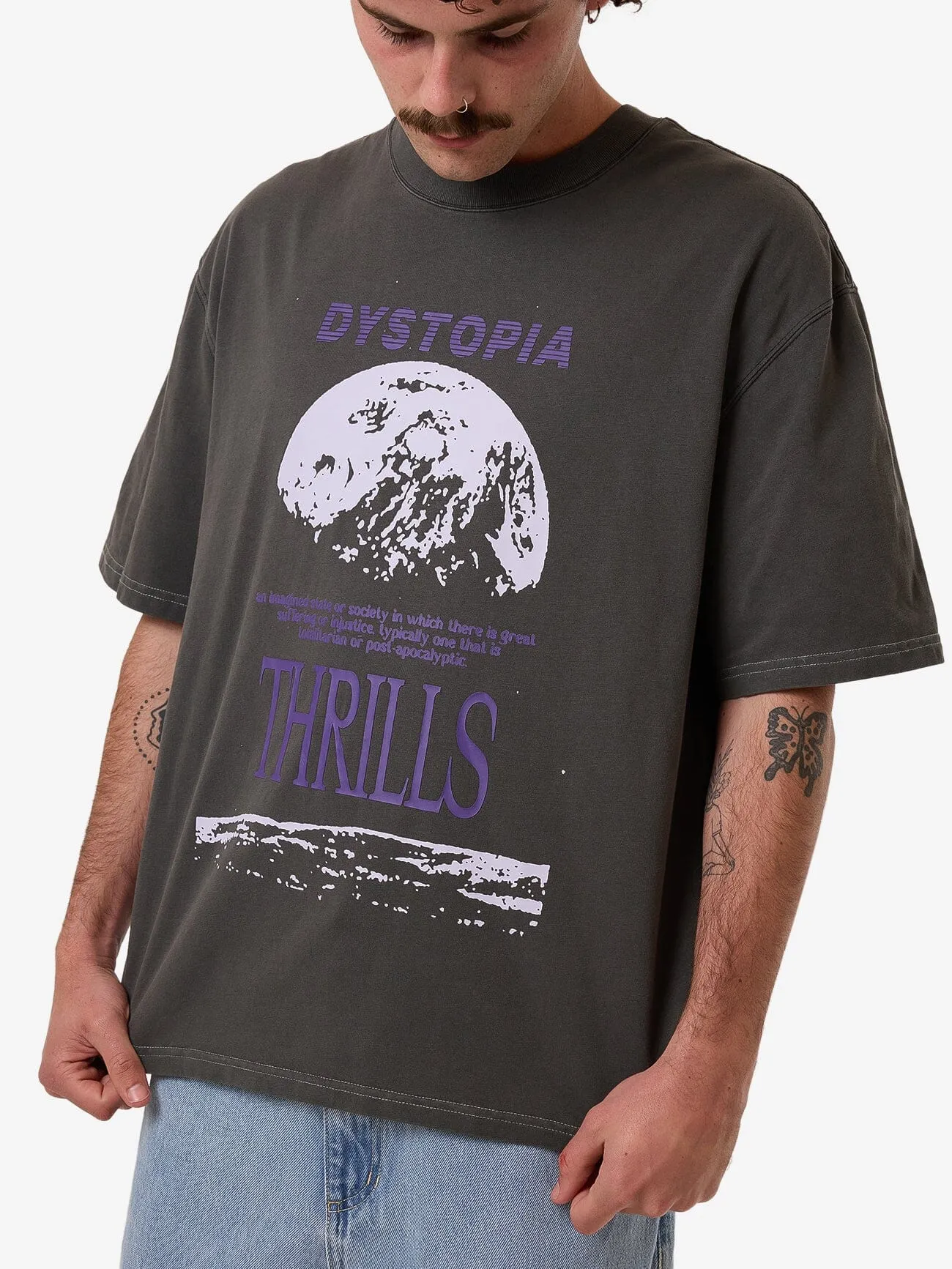 Dystopia Box Fit Oversize Short Tee - Merch Black