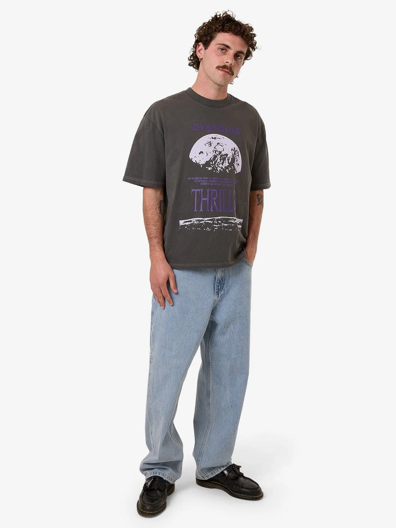 Dystopia Box Fit Oversize Short Tee - Merch Black