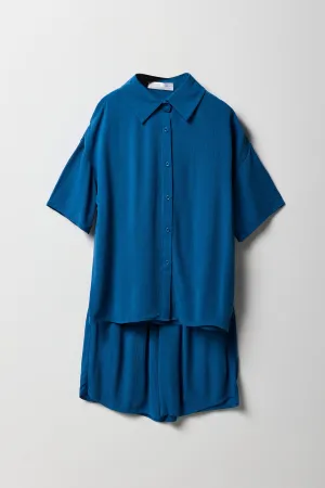 Ensemble avec haut boutonné froissé et short pour fille