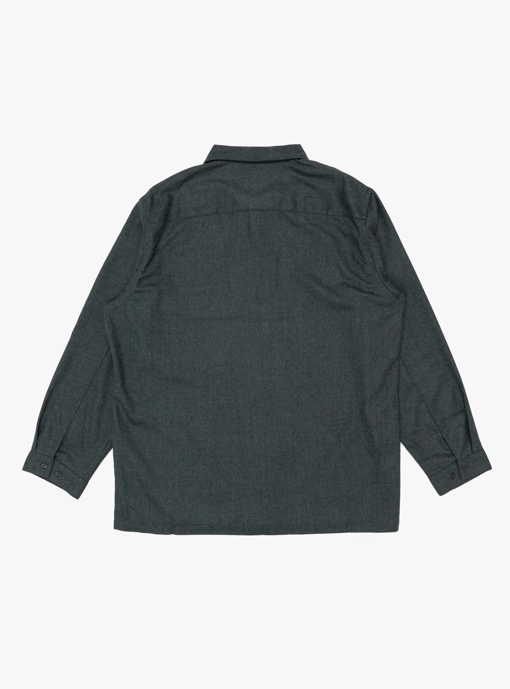 Flat Bottom Wool Shirt Blue Charcoal