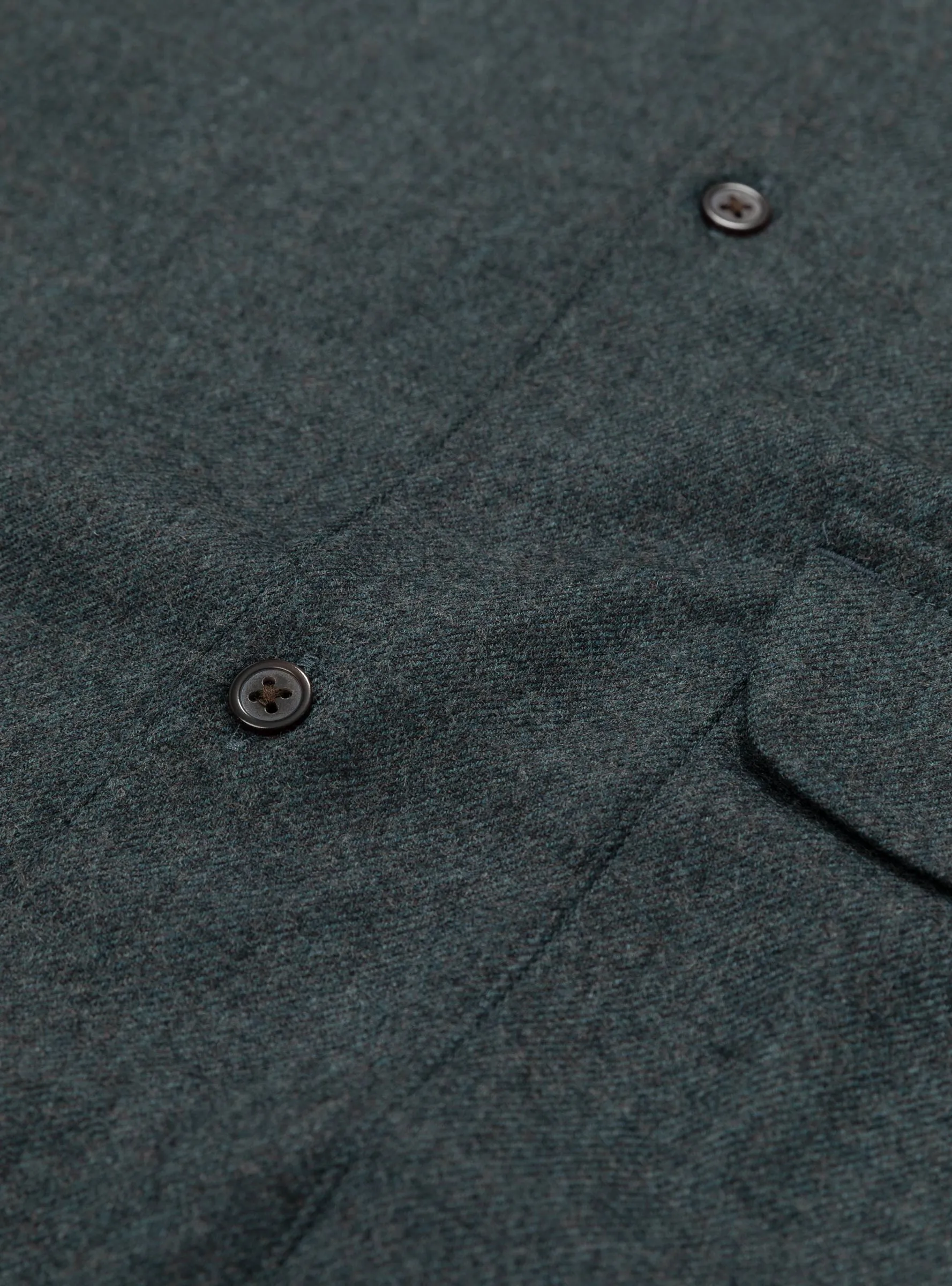 Flat Bottom Wool Shirt Blue Charcoal