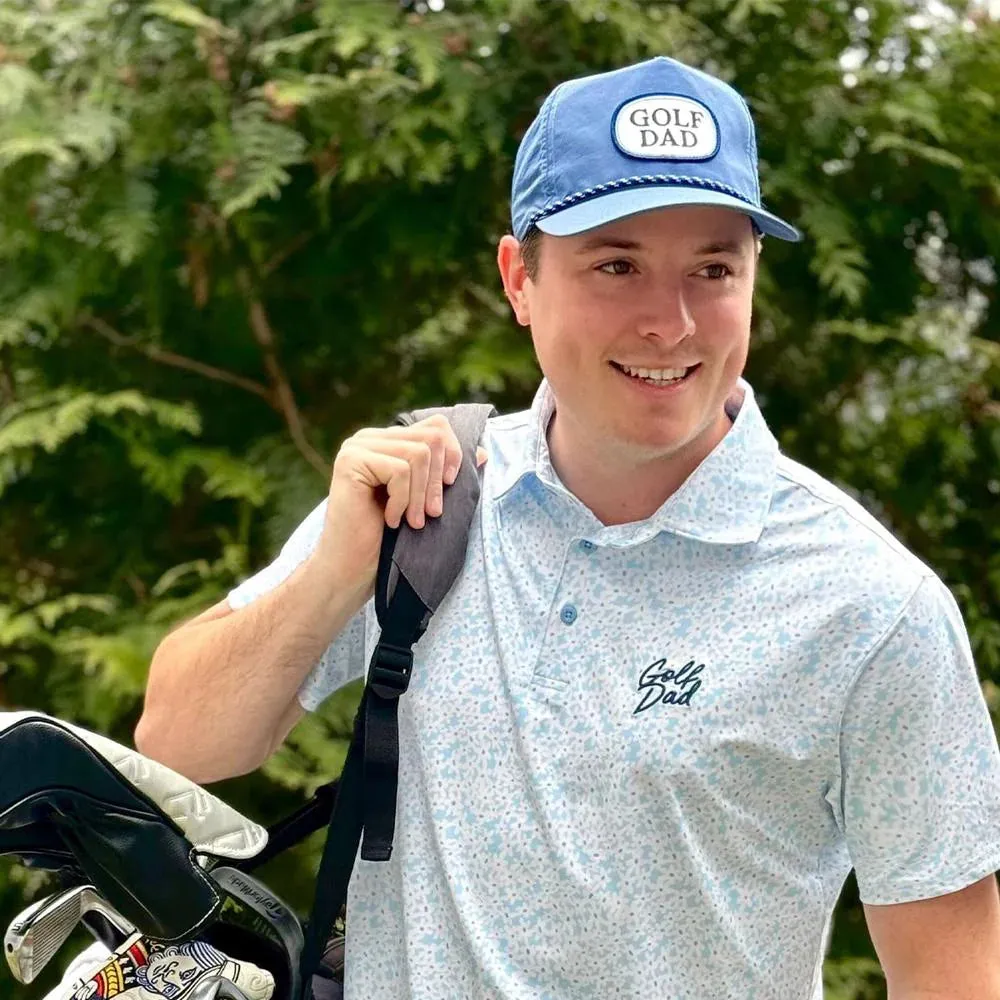 Golf Dad Floral Printed Polo - Powder Blue